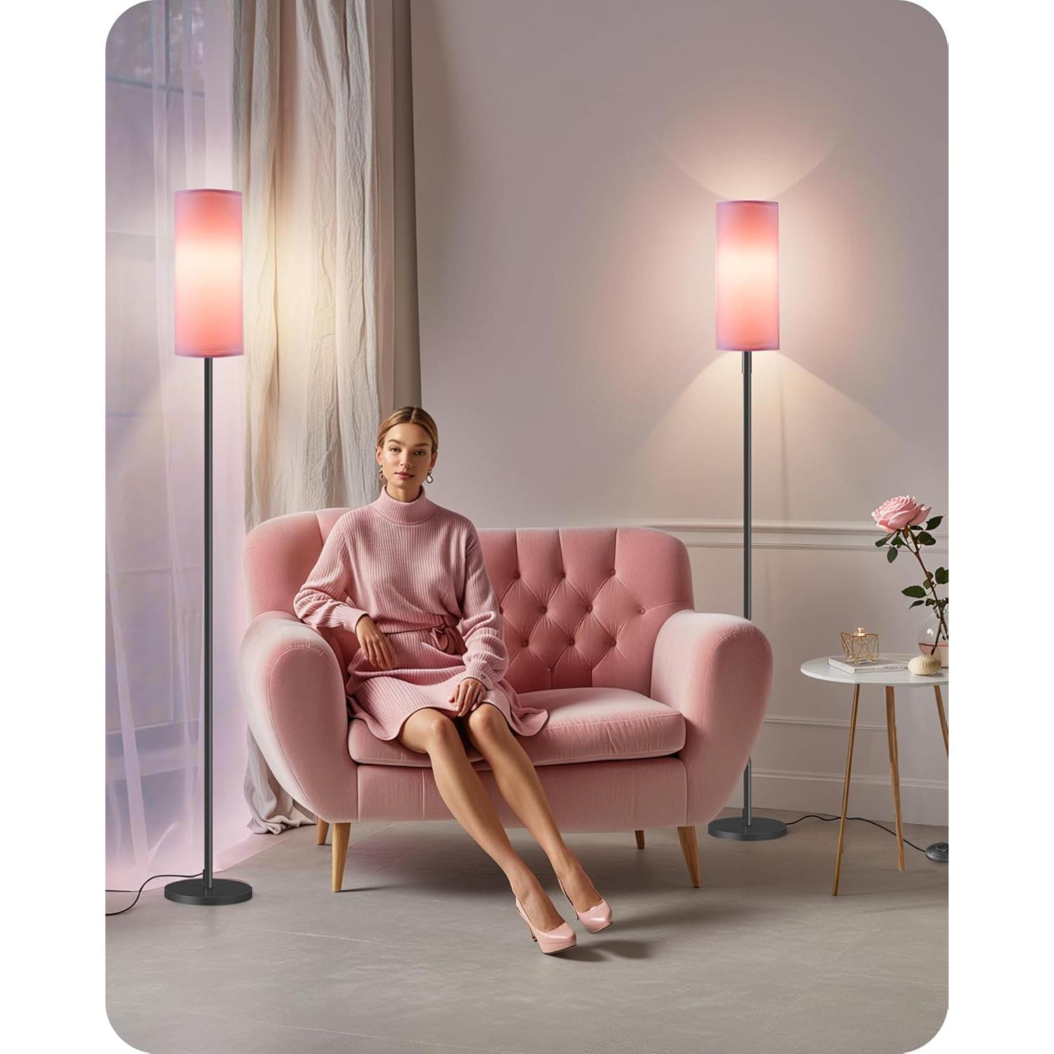 Paquete de 2 Lámparas de Pie GOEBLESON Rosadas 167.64 cm