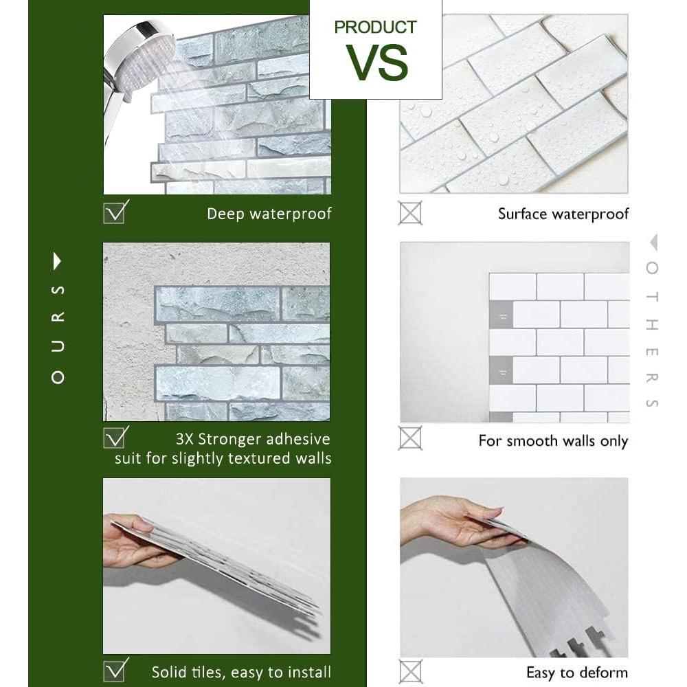 Azulejos Autoadhesivos STICKGOO 10 Hojas 30.48cm Piedra Cultivada