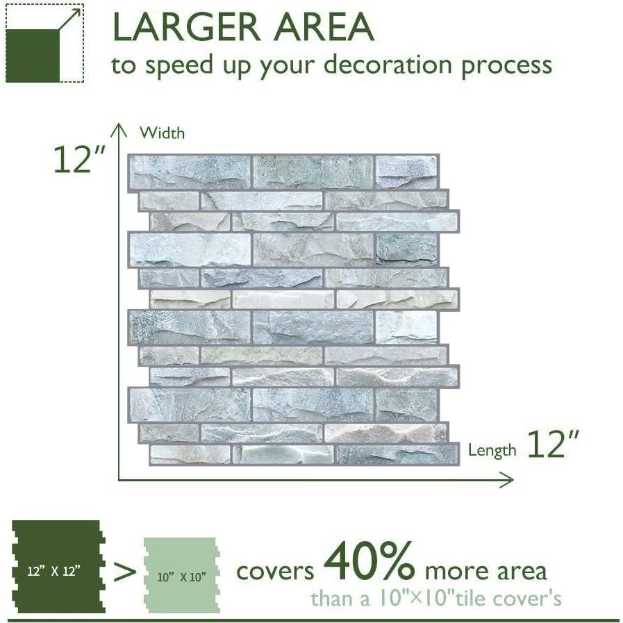 Azulejos Autoadhesivos STICKGOO 10 Hojas 30.48cm Piedra Cultivada