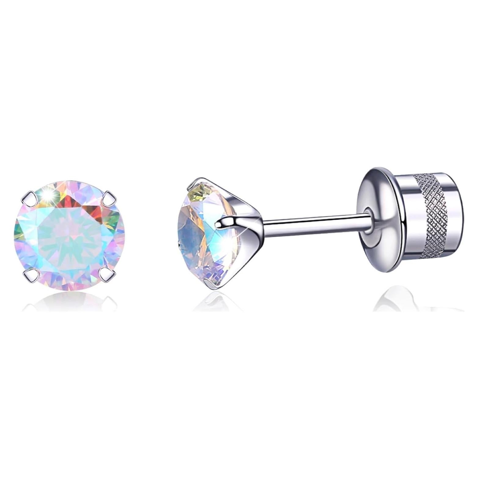 Pendientes de Titanio Hipoalergénicos 5mm con Cierre Tornillo