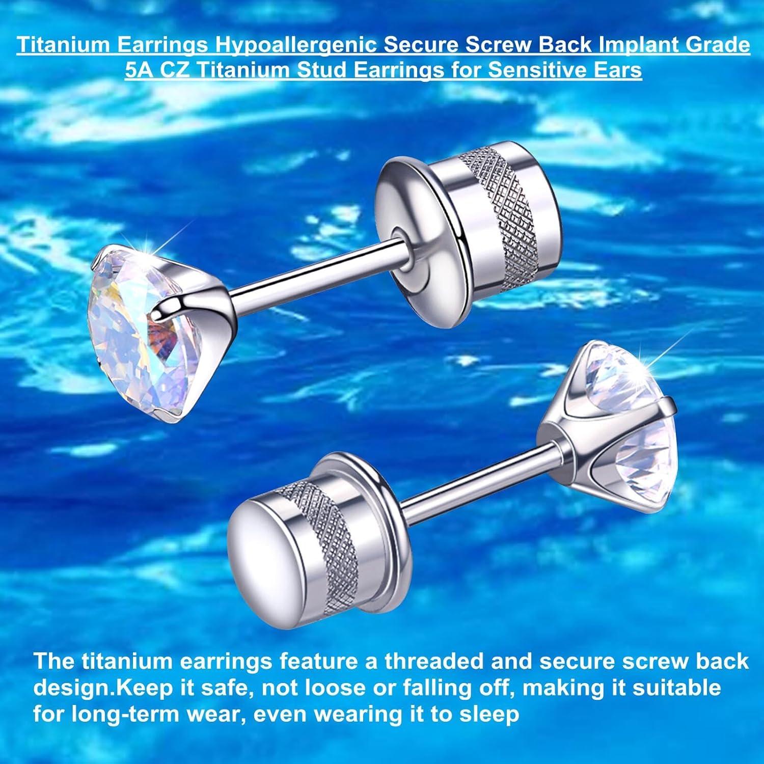 Pendientes de Titanio Hipoalergénicos 5mm con Cierre Tornillo