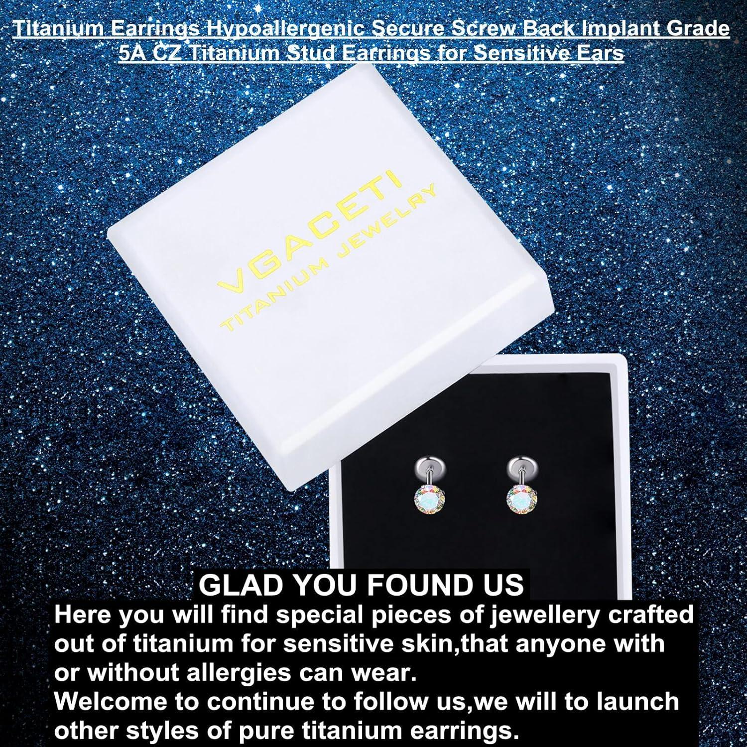 Pendientes de Titanio Hipoalergénicos 5mm con Cierre Tornillo