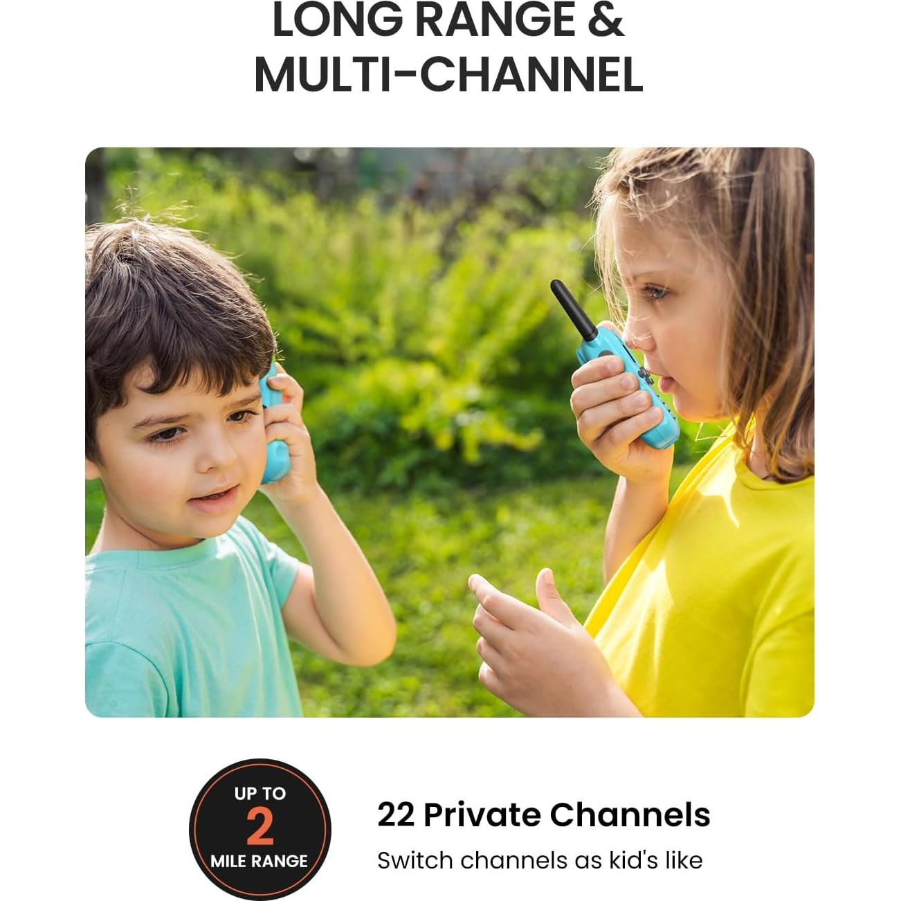 Walkie Talkies para Niños FOREDOM 2 Paquete Azul 22 Canales