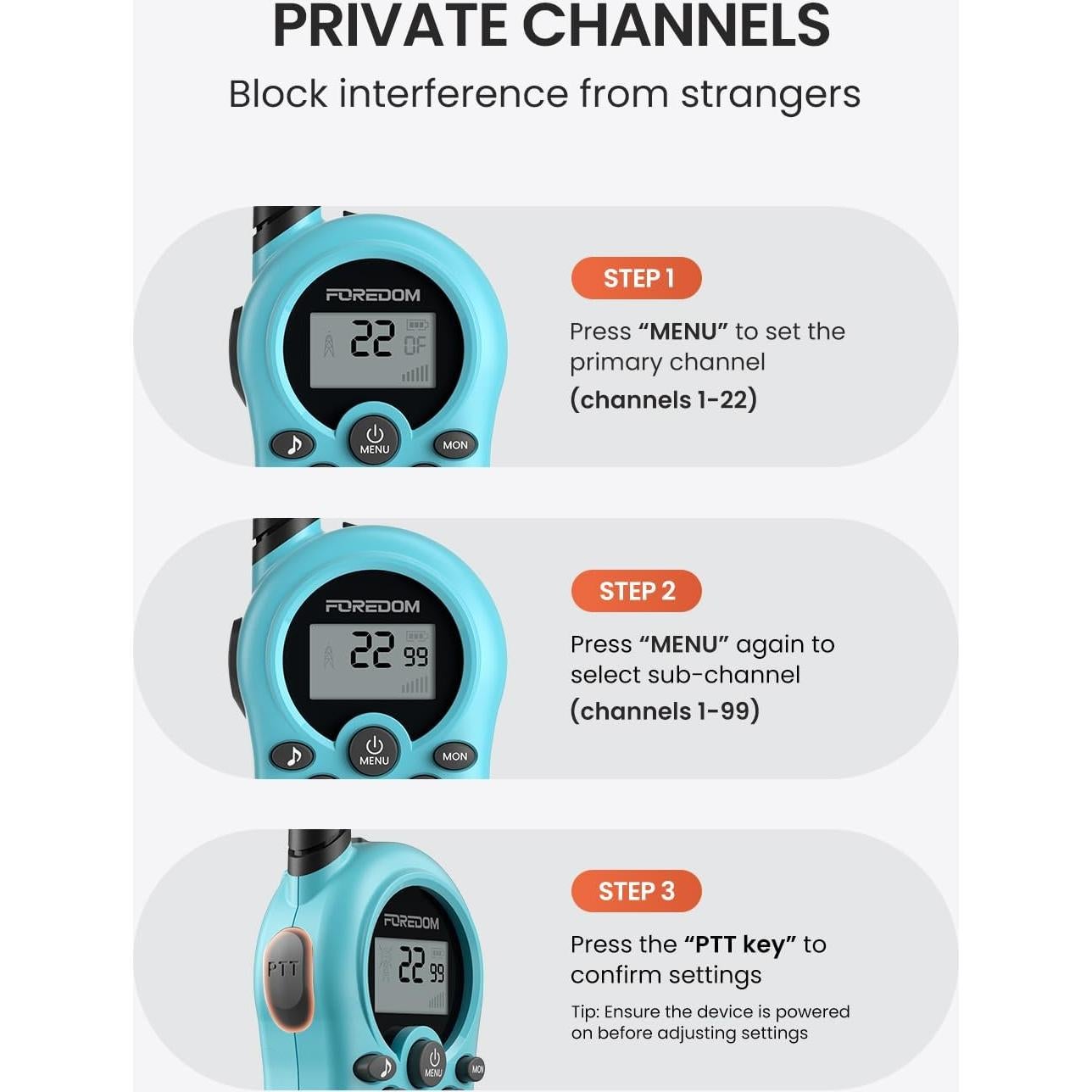 Walkie Talkies para Niños FOREDOM 2 Paquete Azul 22 Canales
