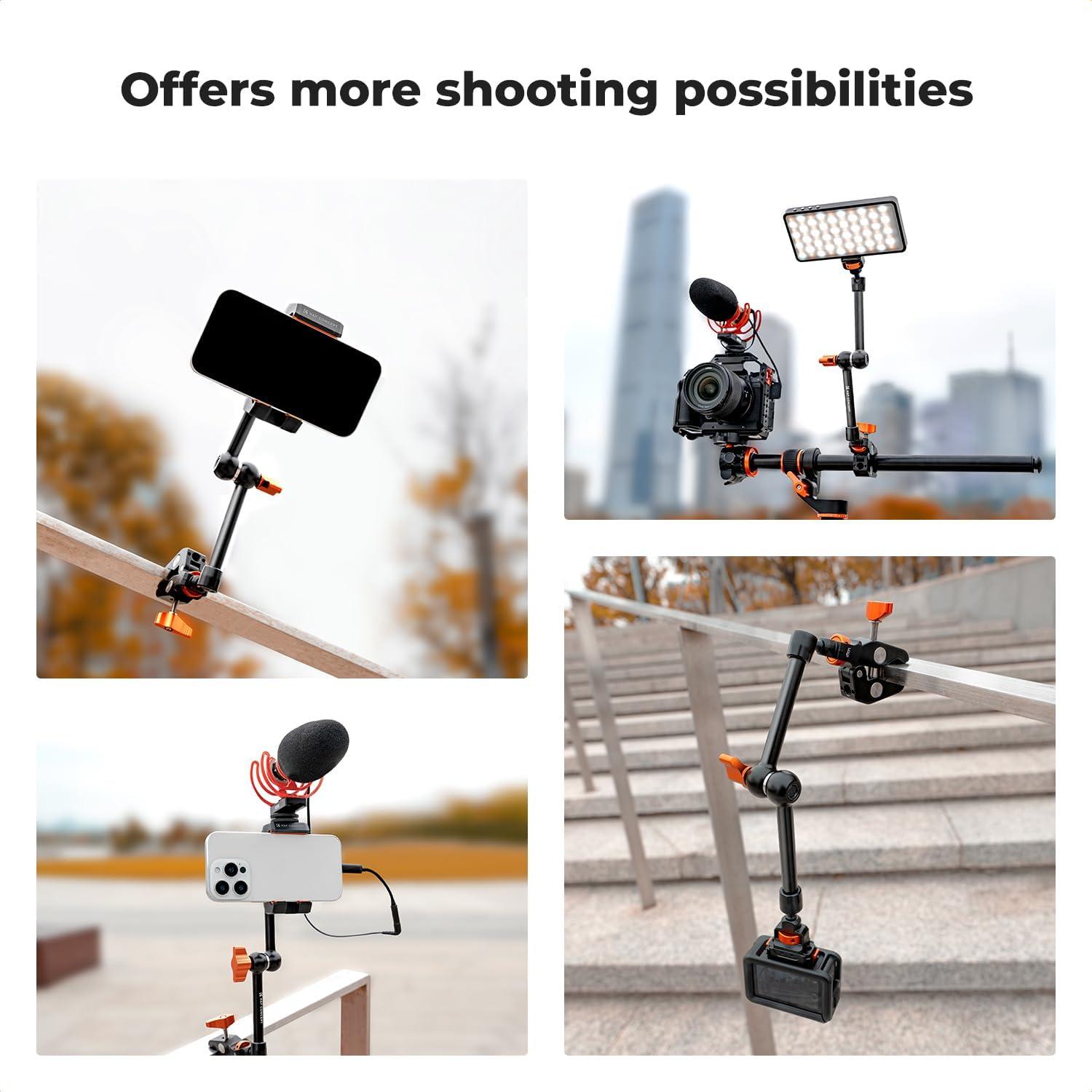 K&F CONCEPT Brazo Mágico 28 cm con Abrazadera 360° para Cámara