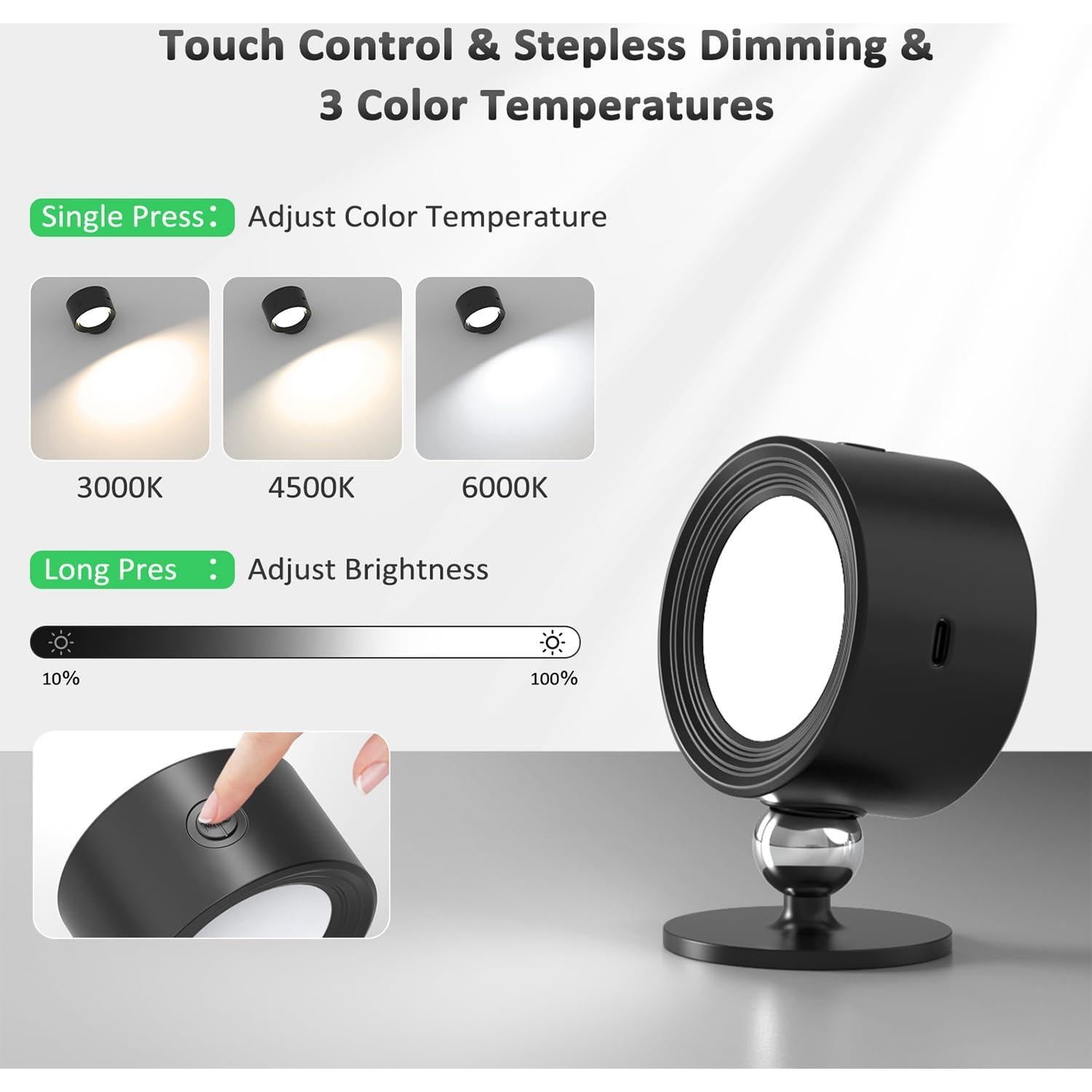 Luces de Pared LED Racokky 2 Pcs 3 Temperaturas Regulables