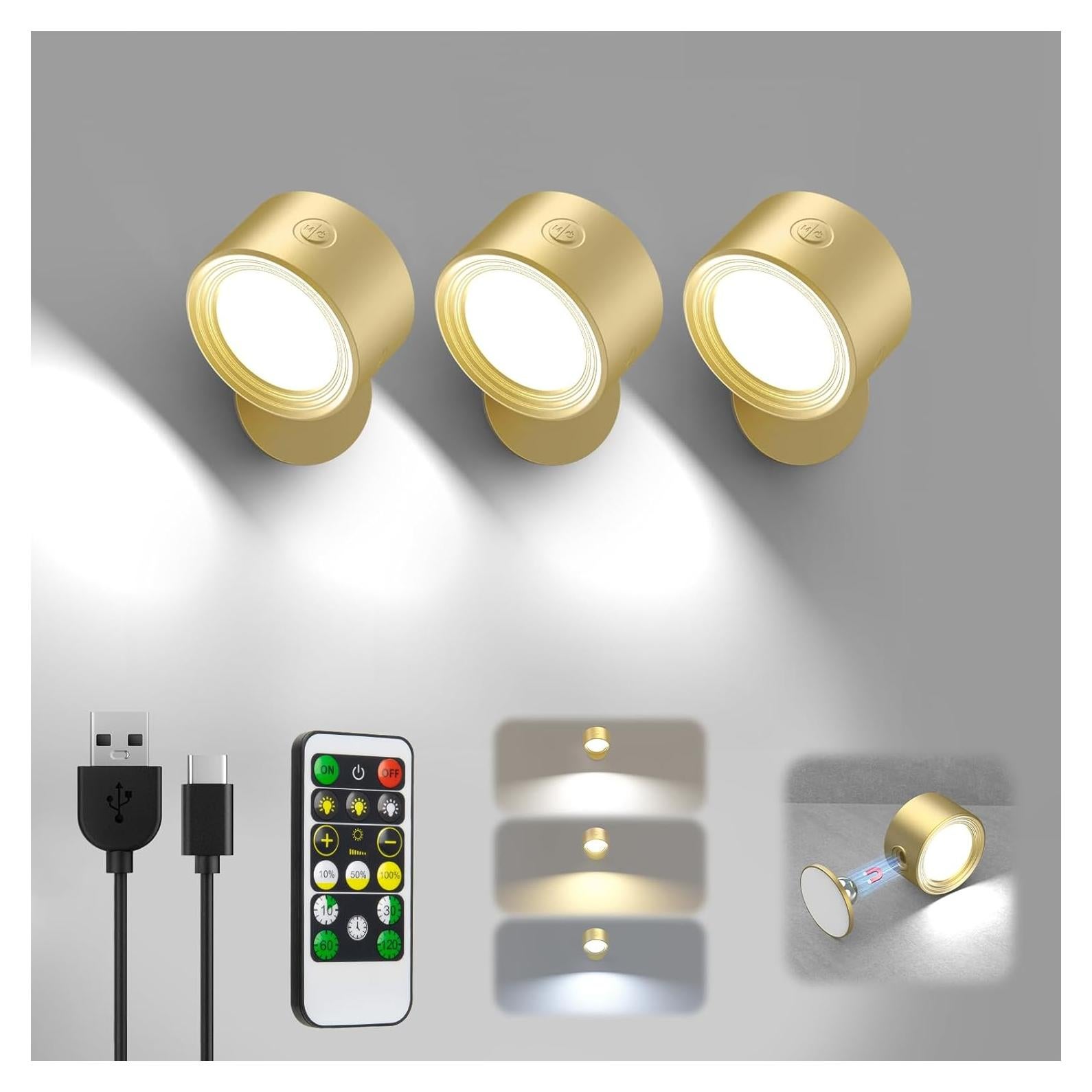 Lámpara de Pared LED Racokky 3 Temperaturas 3000mAh 3 Pcs