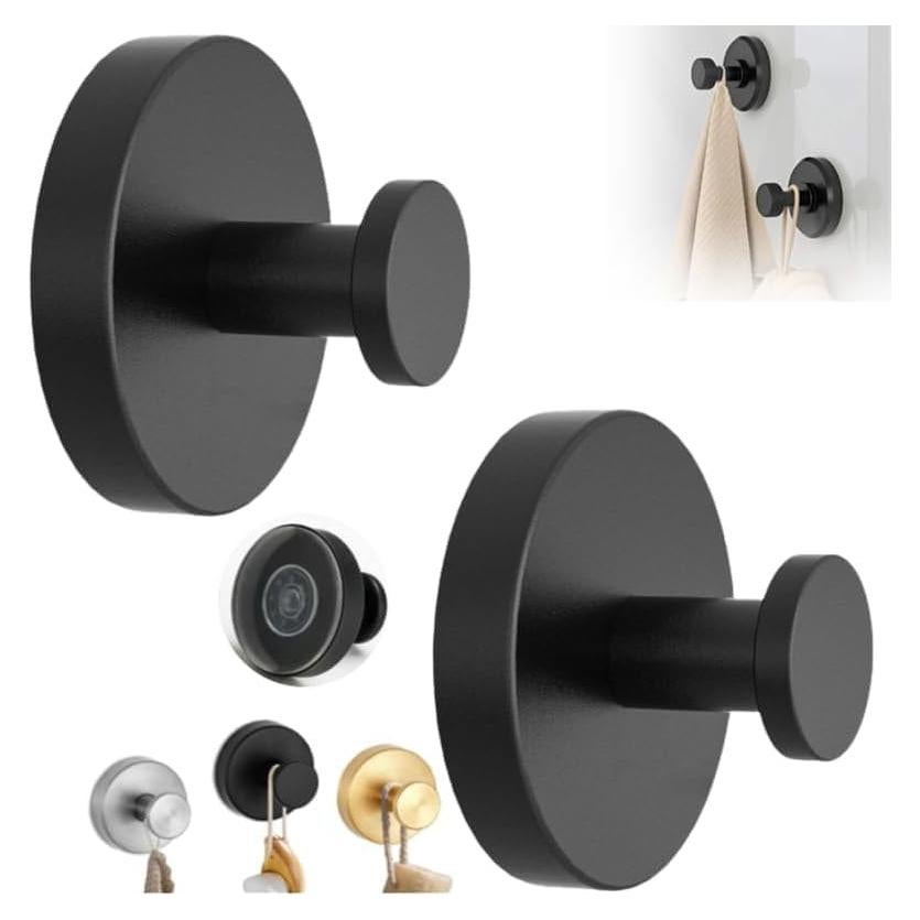 Ganchos de Ventosa Sin Perforación Podafu - Acero Inoxidable Negro