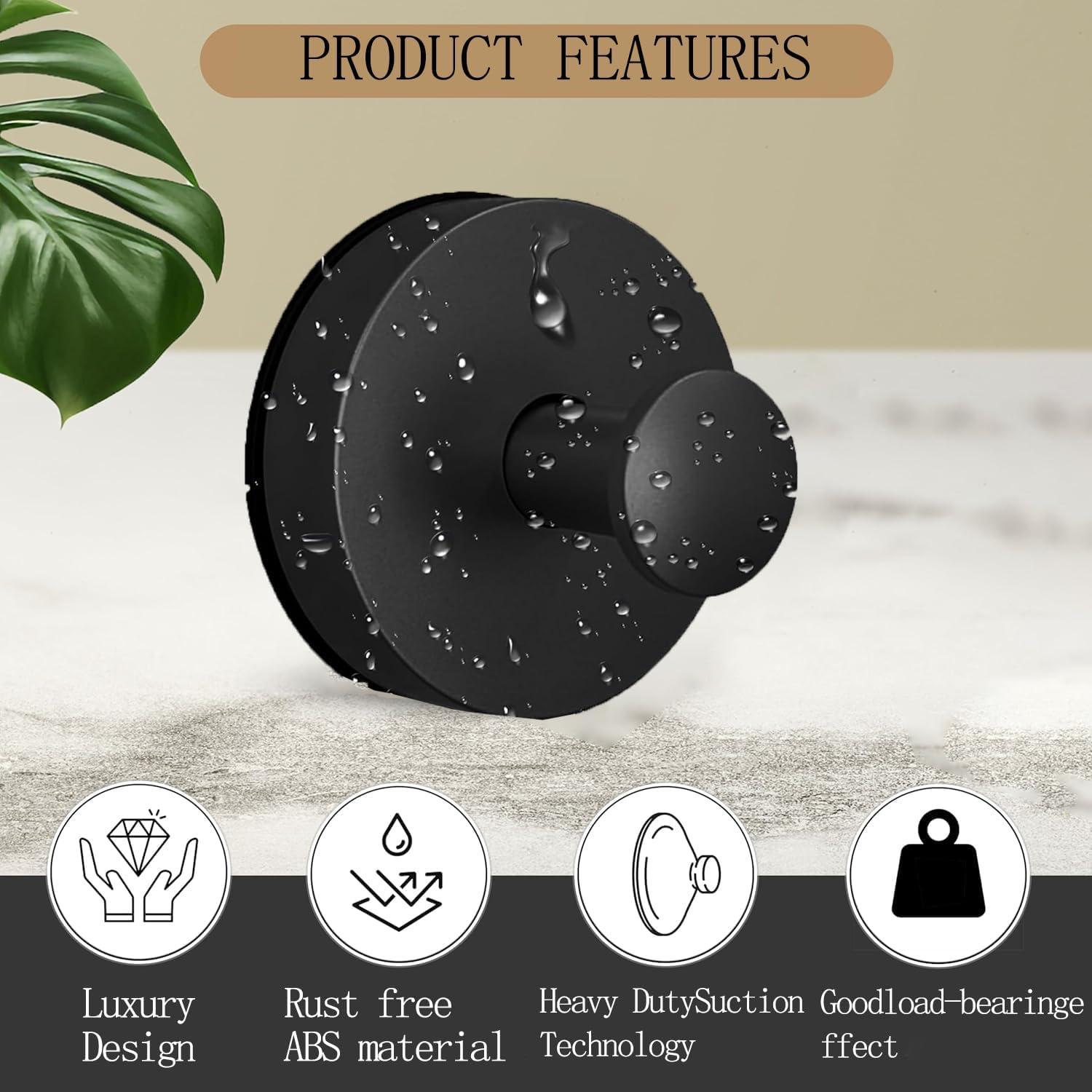 Ganchos de Ventosa Sin Perforación Podafu - Acero Inoxidable Negro