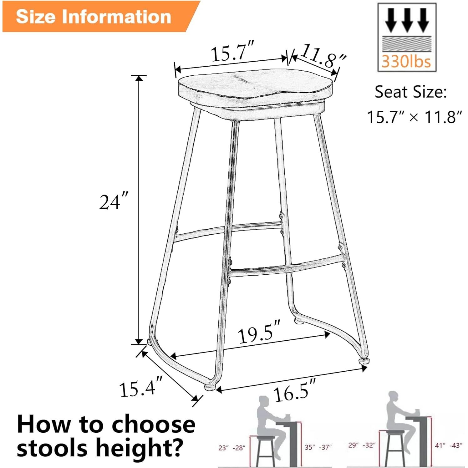 Set de 4 Taburetes de Bar Alunaune 60.96 cm Metal Marrón