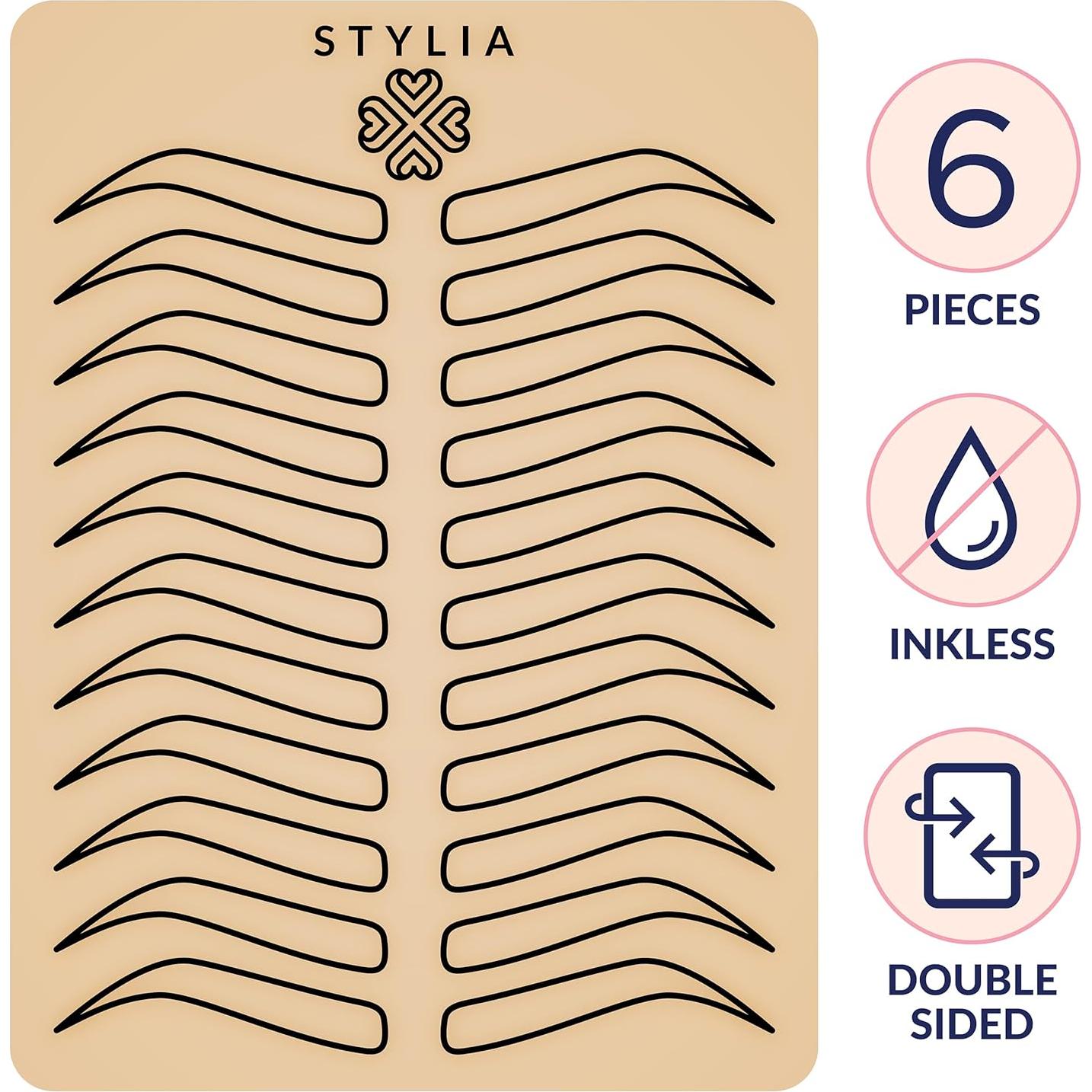 Hoja de Piel Falsa para Microblading Stylia 15x20 cm - 5 Negros + 1 Blanco