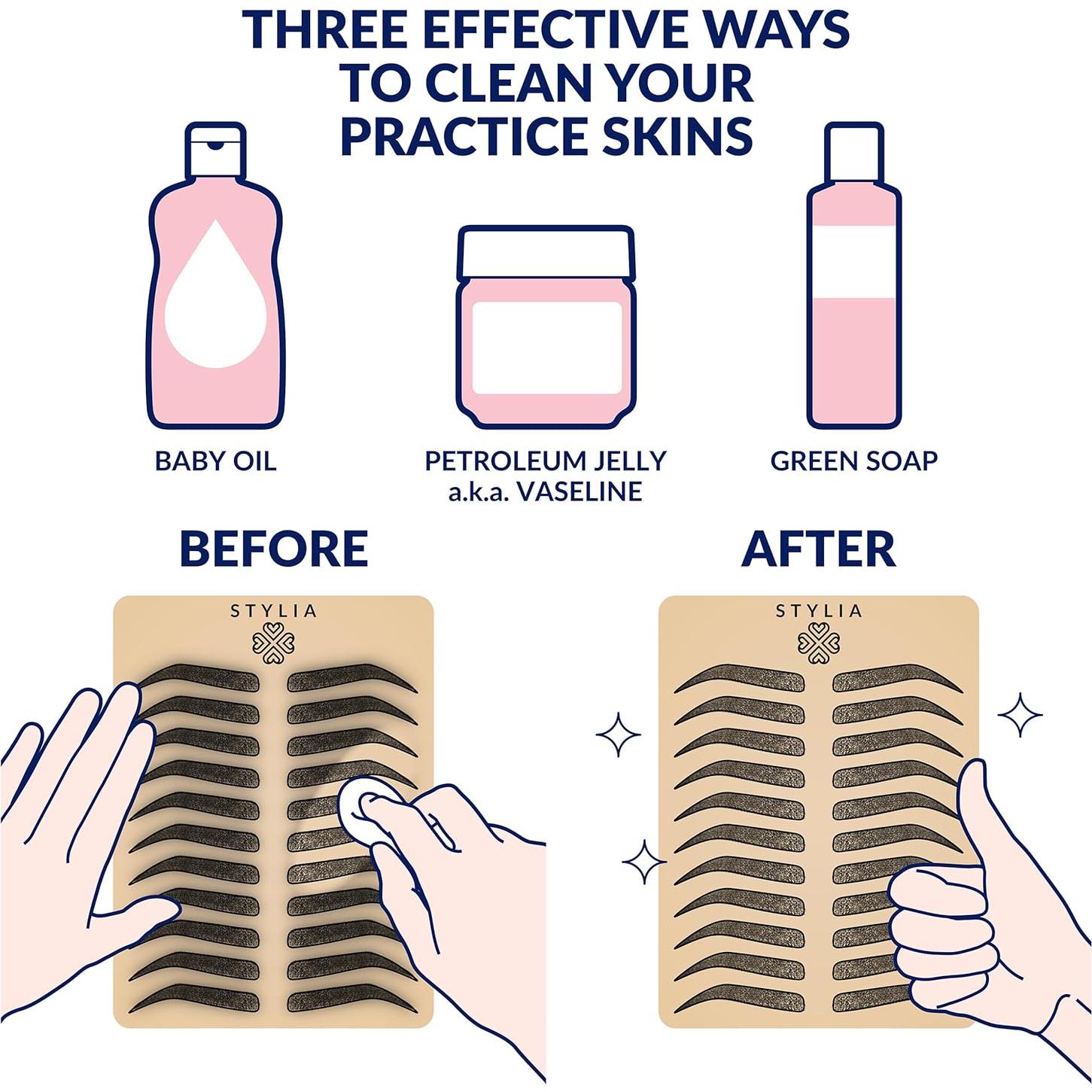 Hoja de Piel Falsa para Microblading Stylia 15x20 cm - 5 Negros + 1 Blanco