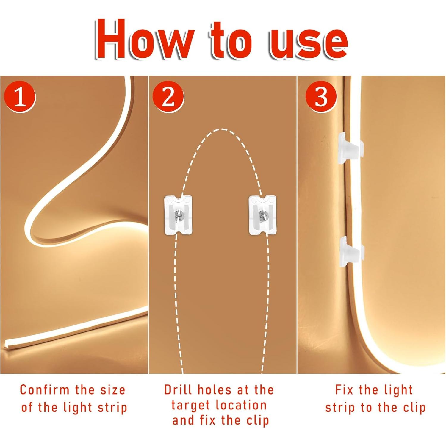 Clips de Montaje para Tiras LED Sliverdew 100 Pcs Transparente