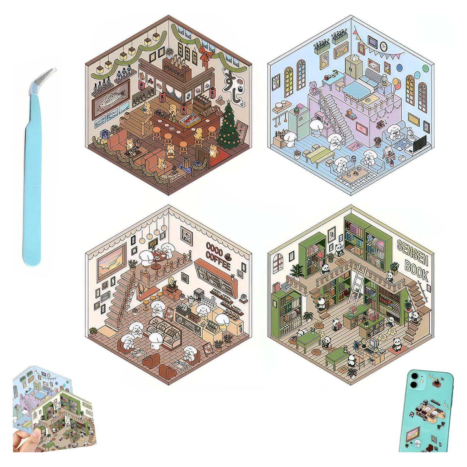 Pegatinas 3D EUTVIBRP para Decoración Creativa - 4 Escenas