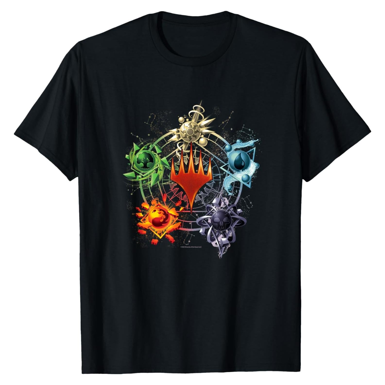 Camiseta Negra Magic: The Gathering Símbolos de Mana Hombre