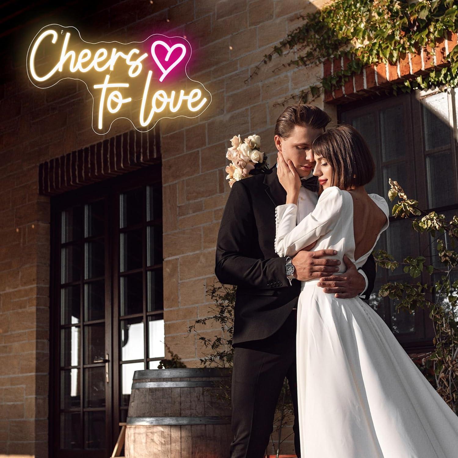 Letrero de neón Brindis por el Amor USB 38x25cm Begooat