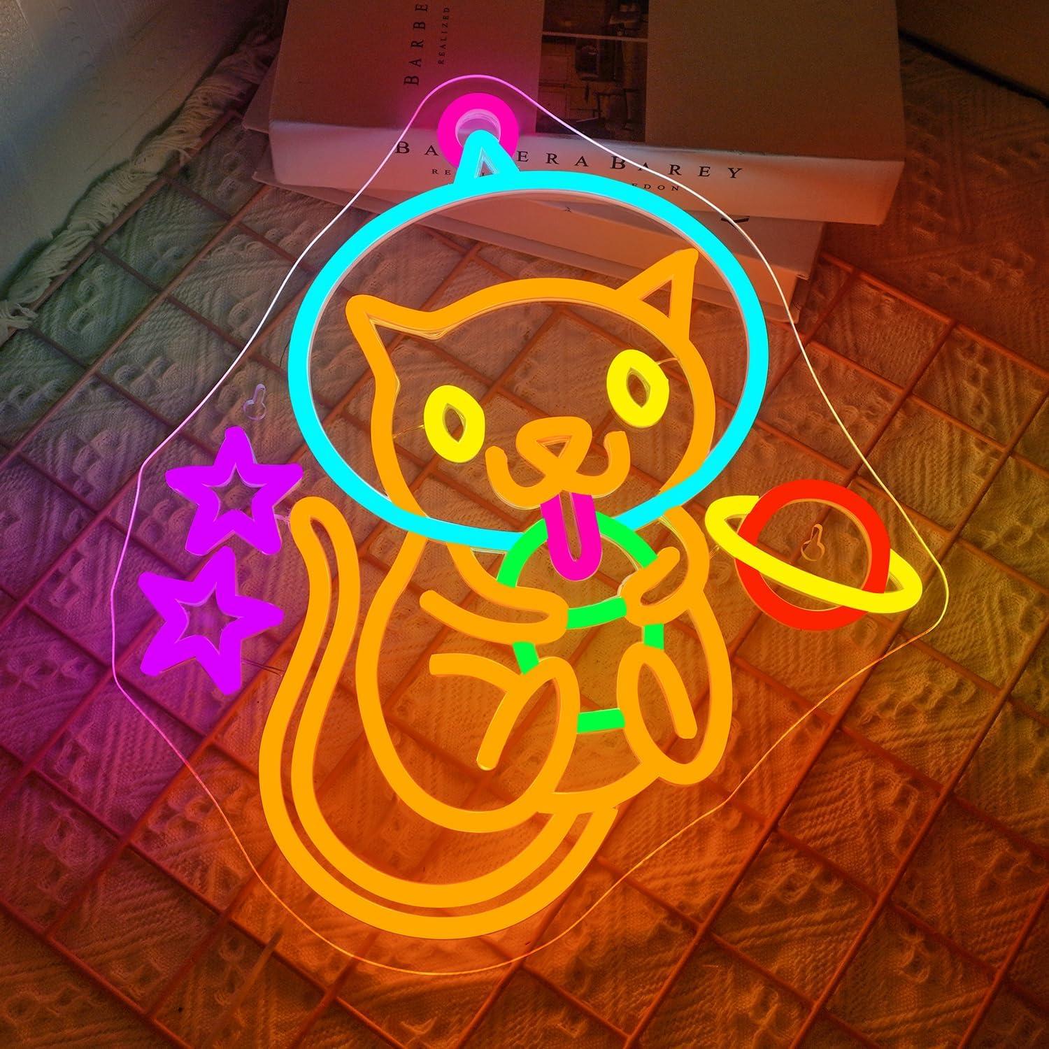 Luz de Neón Gato Astronauta DREAMFORT 38.1x12.7cm LED