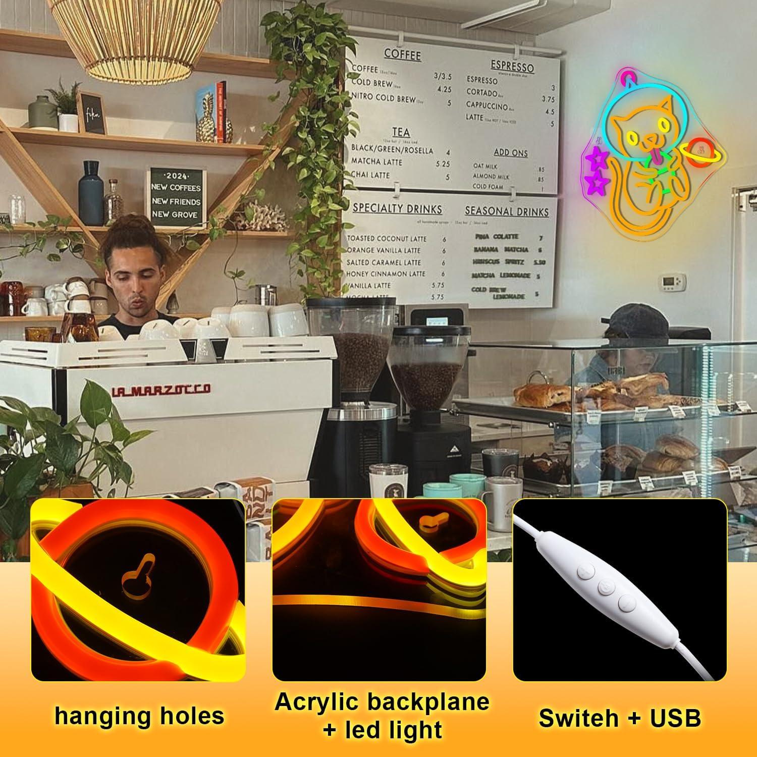 Luz de Neón Gato Astronauta DREAMFORT 38.1x12.7cm LED