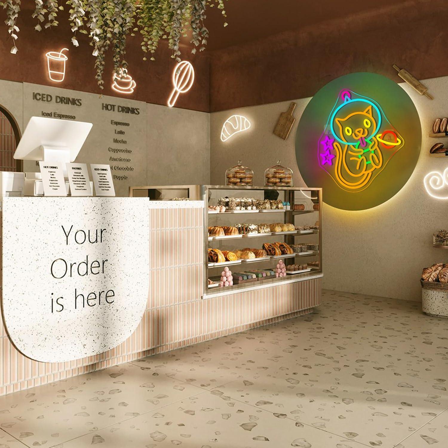 Luz de Neón Gato Astronauta DREAMFORT 38.1x12.7cm LED