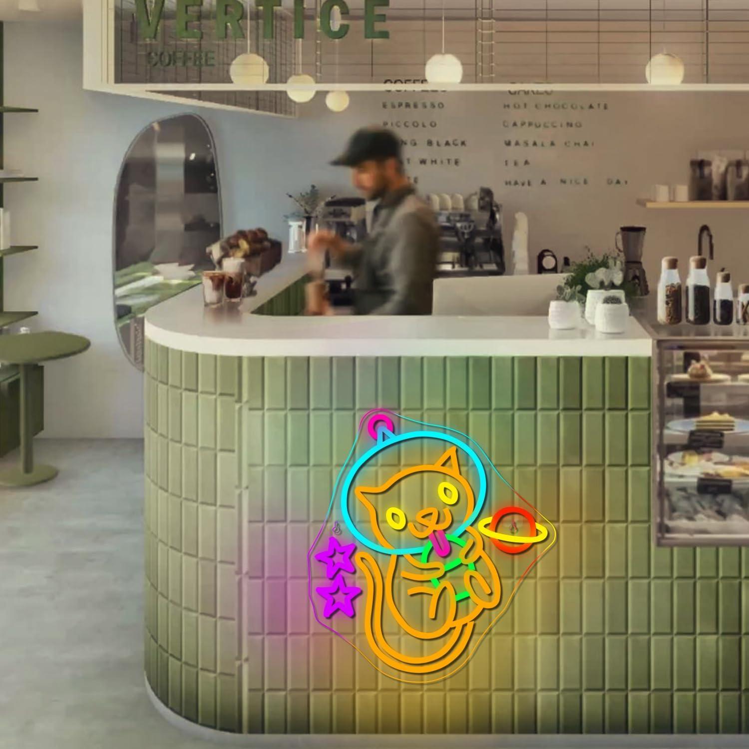 Luz de Neón Gato Astronauta DREAMFORT 38.1x12.7cm LED