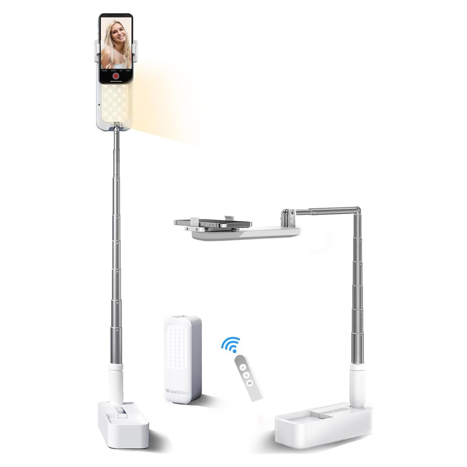 Soporte para Selfie Plegable Woumlaiy con Luz LED 360°