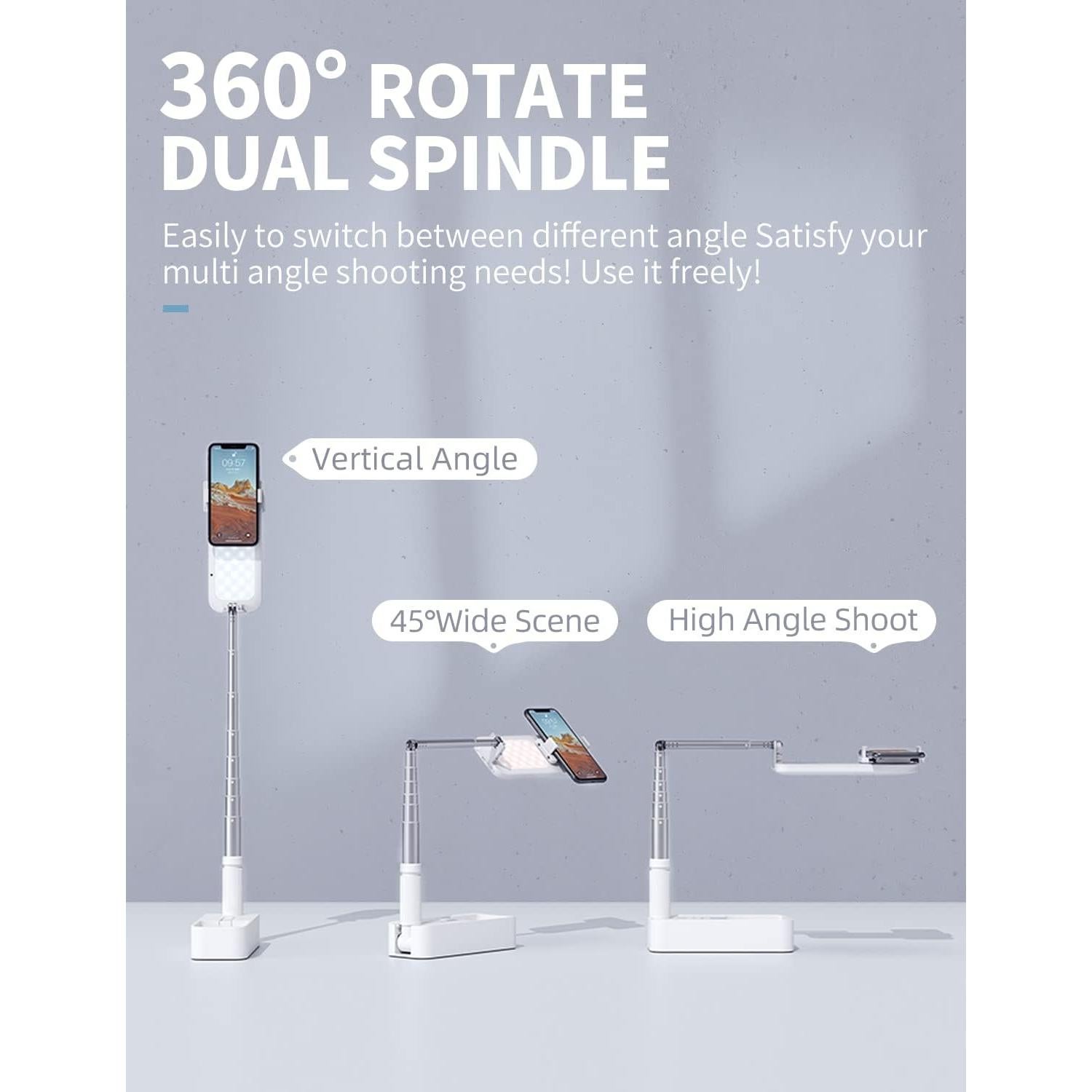 Soporte para Selfie Plegable Woumlaiy con Luz LED 360°