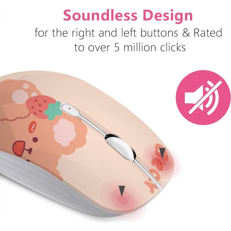 Ratón Inalámbrico JUHOO Kerry Bear, Óptico, Silencioso, 50g