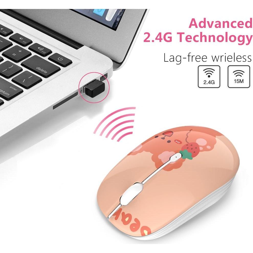 Ratón Inalámbrico JUHOO Kerry Bear, Óptico, Silencioso, 50g