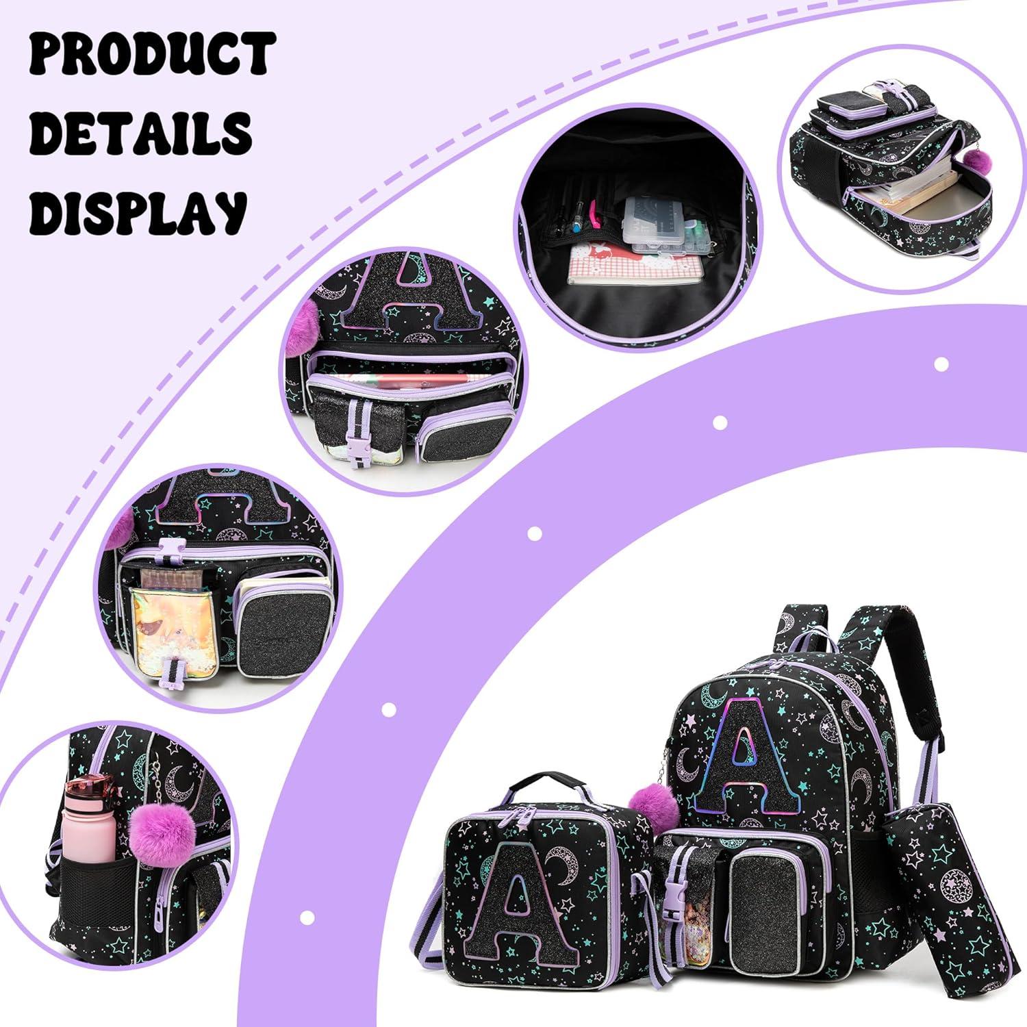 Mochila Escolar para Niñas Meetbelify con Caja de Almuerzo