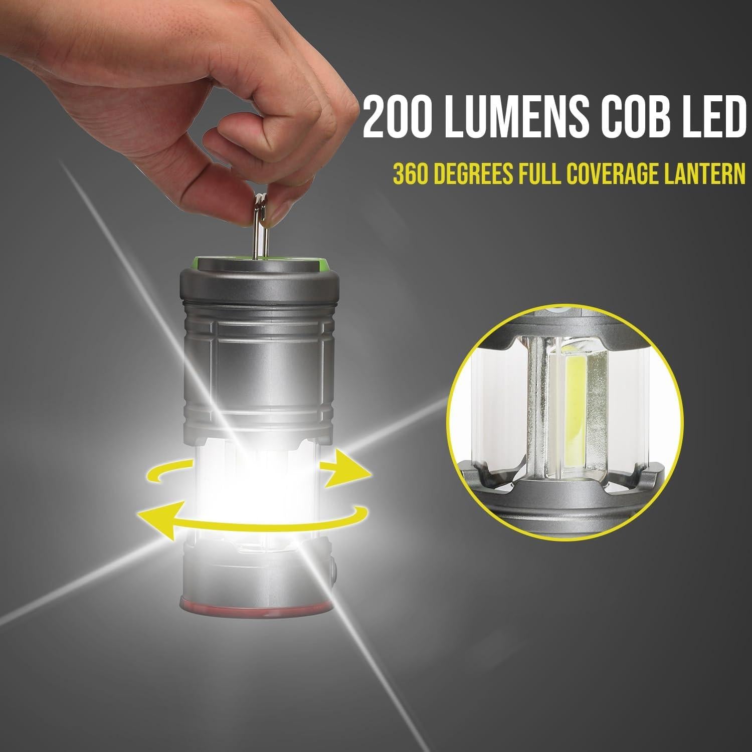 Linterna de Camping LED Plegable Lichamp - 200 Lúmenes, 4 Modos