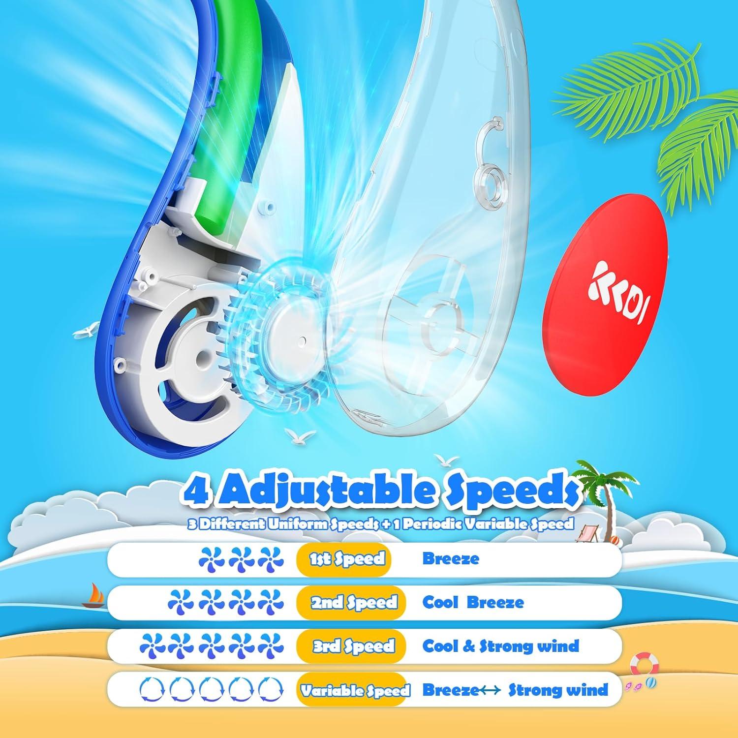 Ventilador de Cuello Kkdi E12 para Niños 2600mAh 4 Velocidades