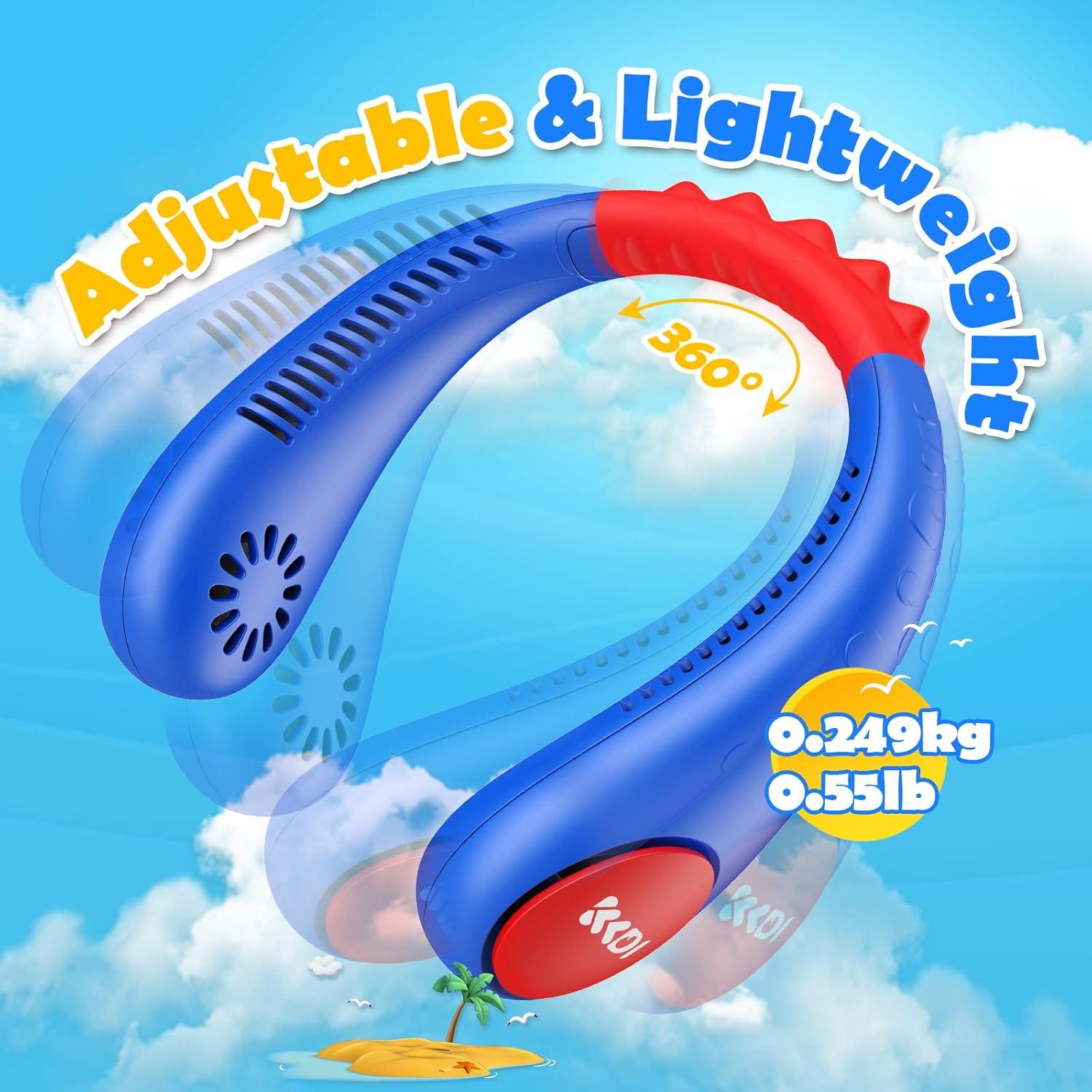 Ventilador de Cuello Kkdi E12 para Niños 2600mAh 4 Velocidades