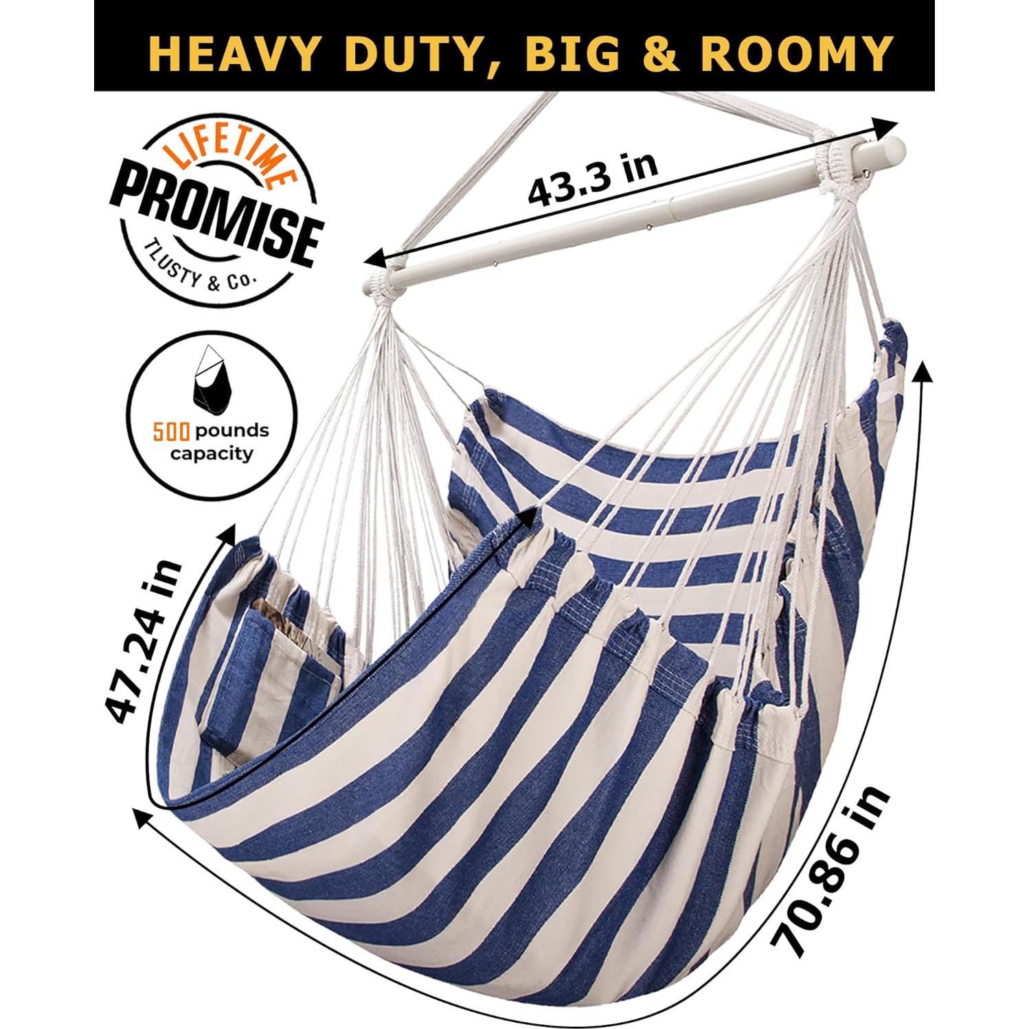 Silla Colgante Hamaca ADVOKAIR XXL 227kg Azul y Blanco