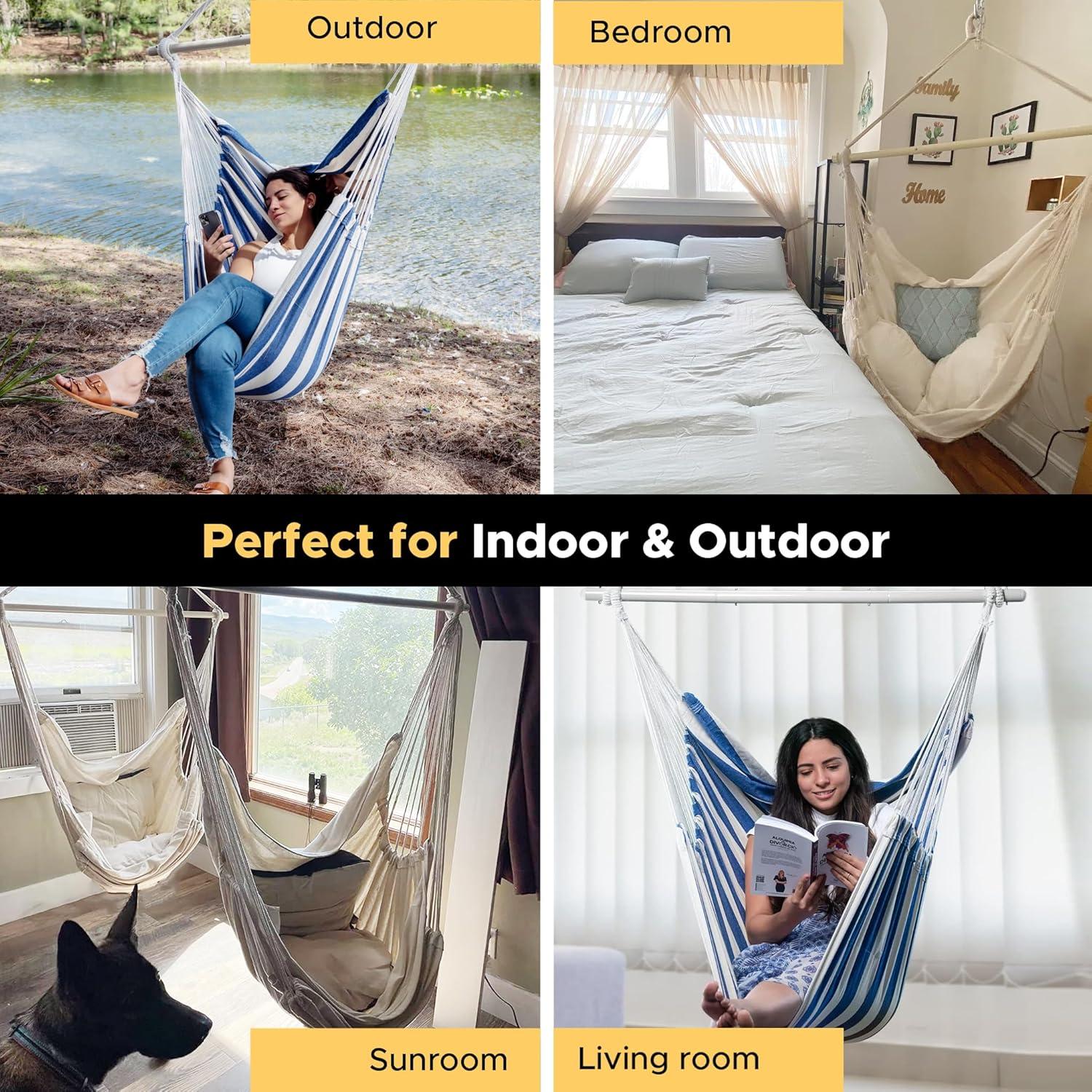 Silla Colgante Hamaca ADVOKAIR XXL 227kg Azul y Blanco