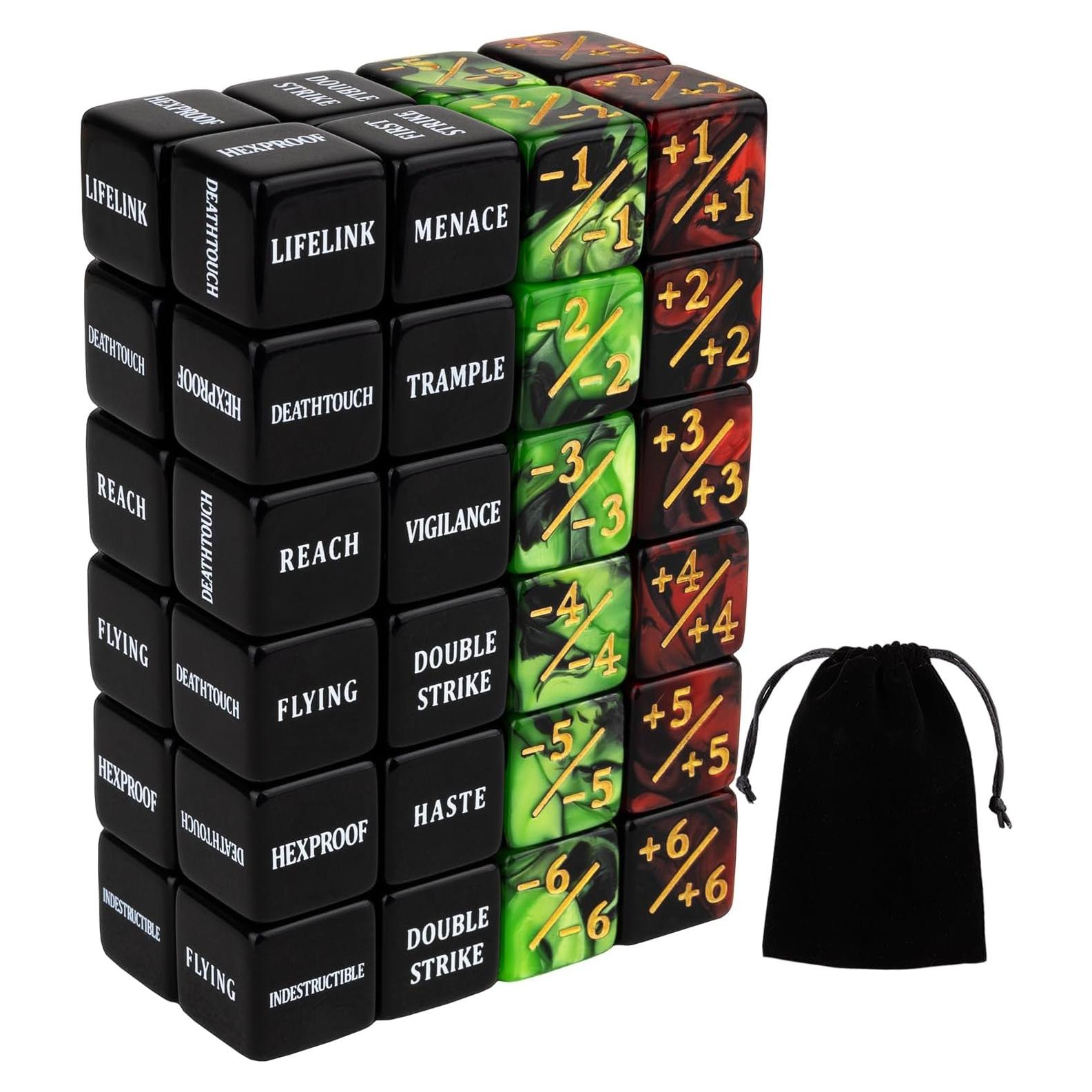48 Dados Contadores MTG LAMJAM con Bolsa de Terciopelo