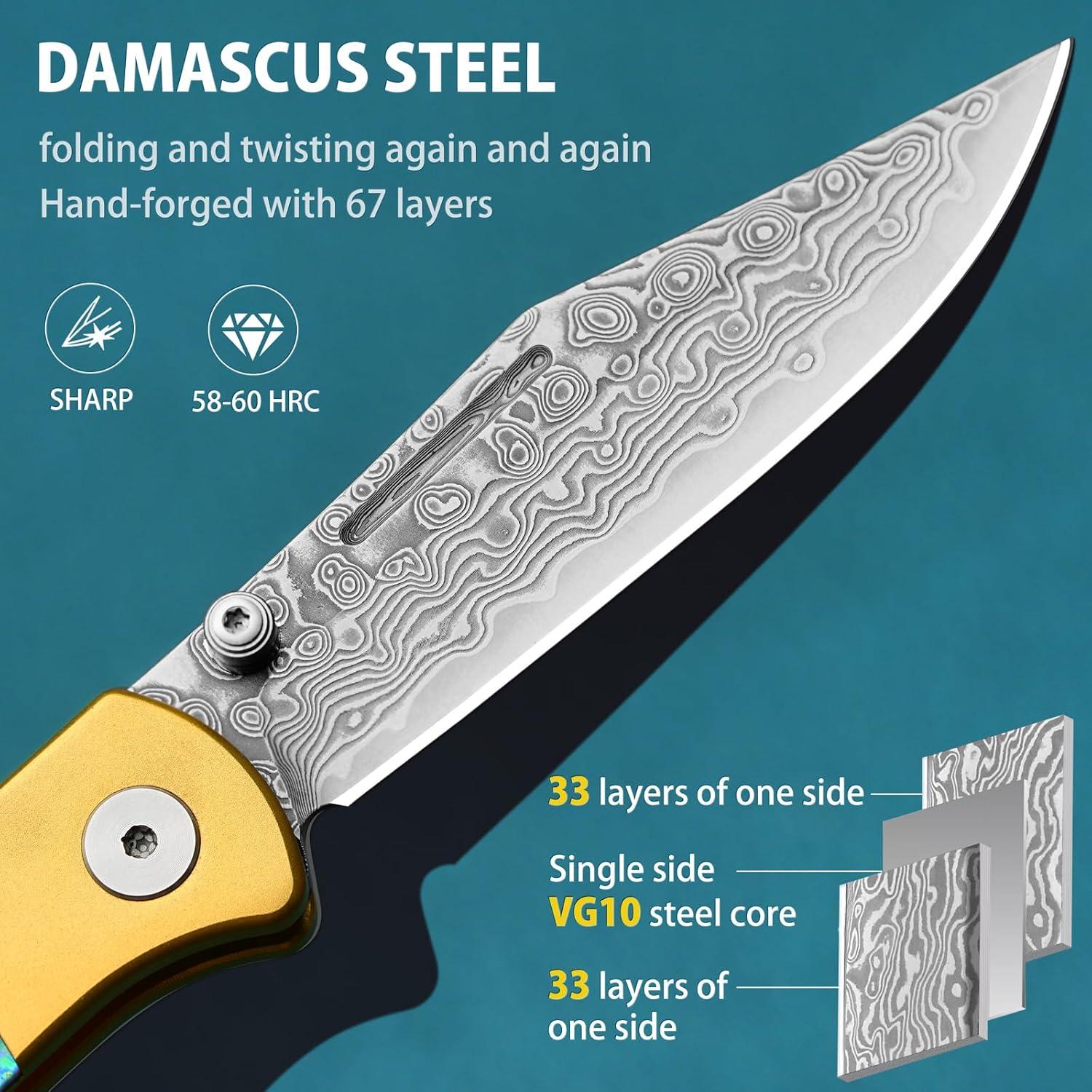 Cuchillo de bolsillo LOTHAR Damasco VG10 7.57 cm con clip