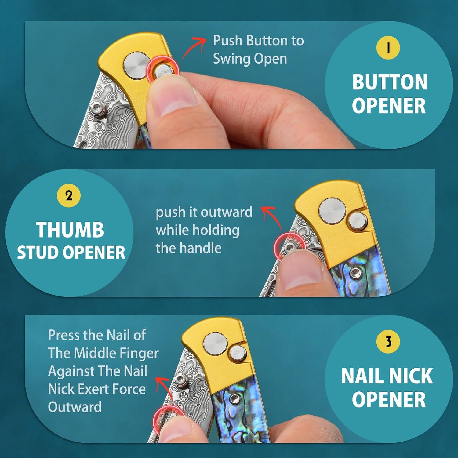 Cuchillo de bolsillo LOTHAR Damasco VG10 7.57 cm con clip