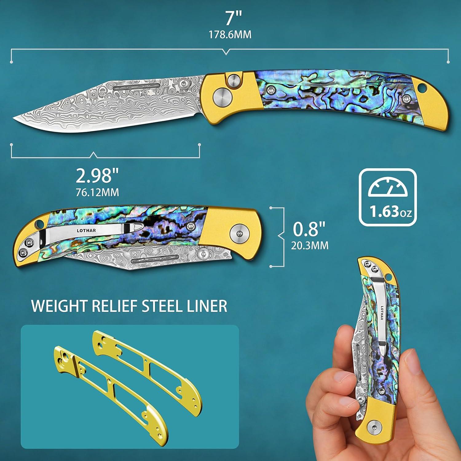 Cuchillo de bolsillo LOTHAR Damasco VG10 7.57 cm con clip