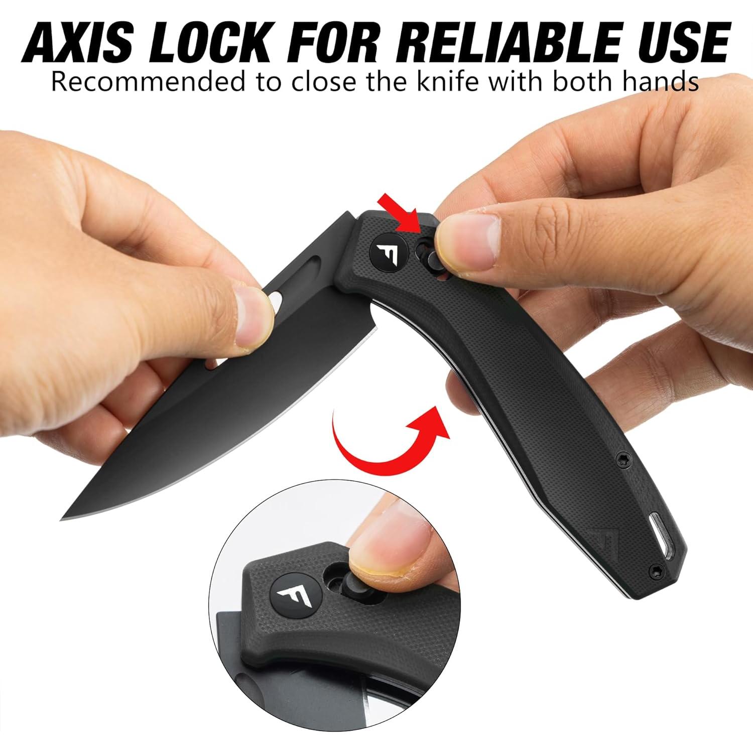 Cuchillo Plegable FLISSA EDC Acero D2 8.9 cm Mango G10 Negro