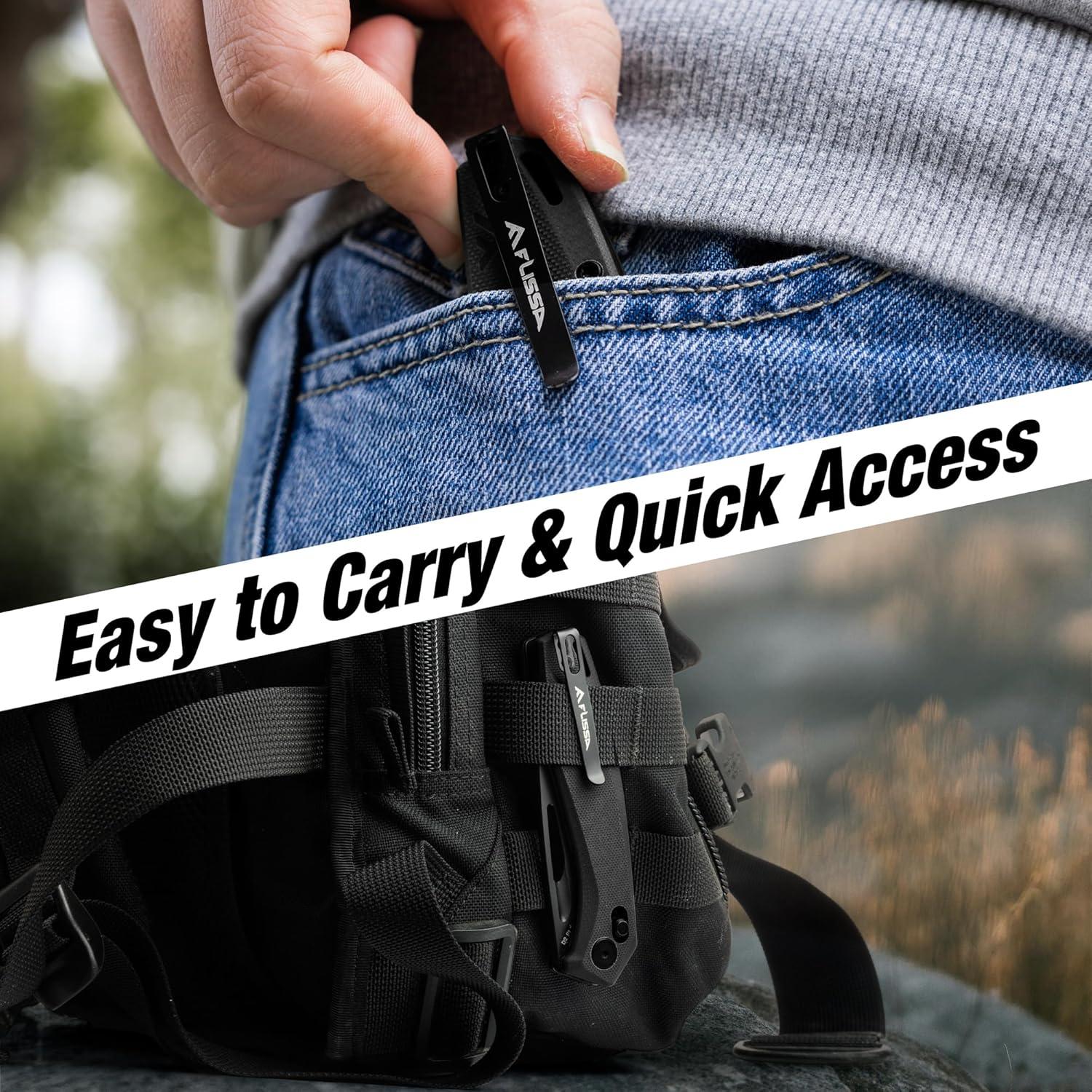 Cuchillo Plegable FLISSA EDC Acero D2 8.9 cm Mango G10 Negro