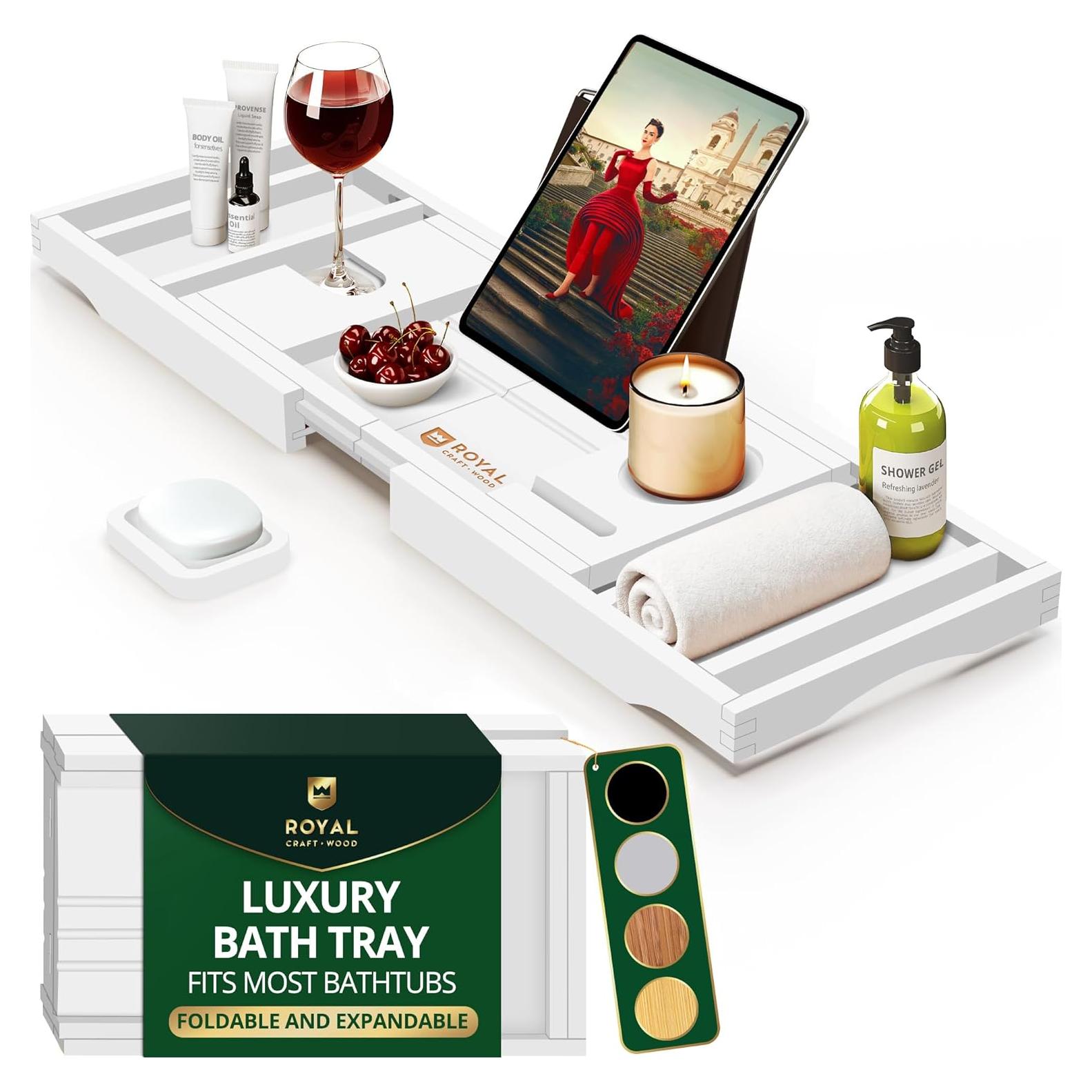 Bandeja de Baño Plegable Royal Craft Wood - Bambú Blanco 109 cm