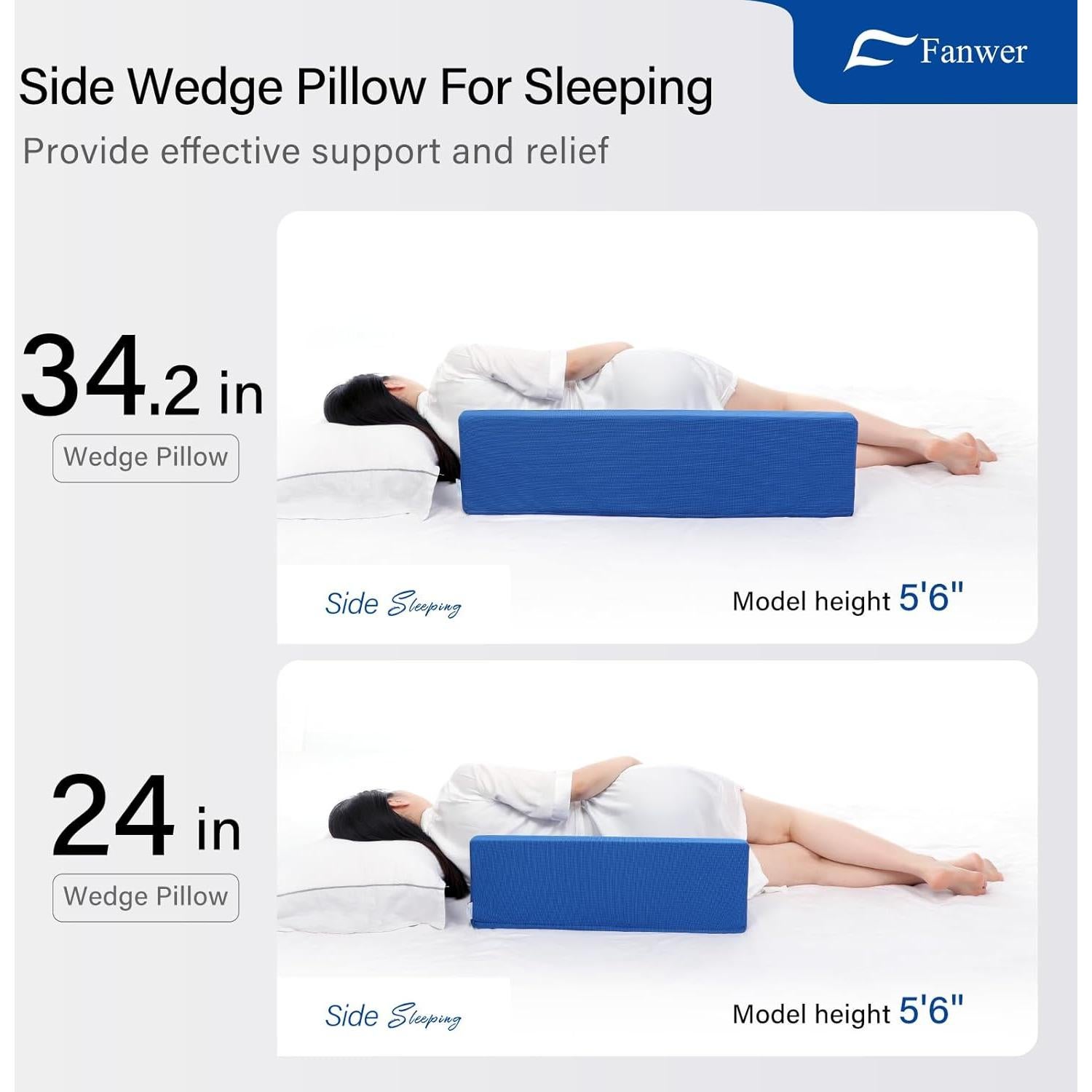 Almohada Cuña 30° Fanwer 86.9 cm Espuma Viscoelástica Azul