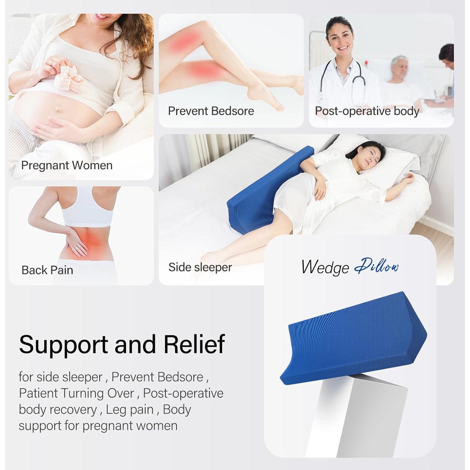 Almohada Cuña 30° Fanwer 86.9 cm Espuma Viscoelástica Azul