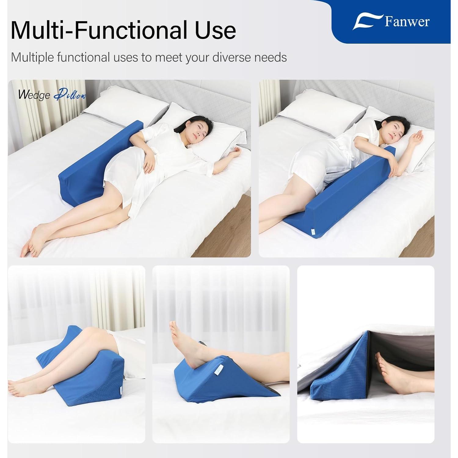 Almohada Cuña 30° Fanwer 86.9 cm Espuma Viscoelástica Azul