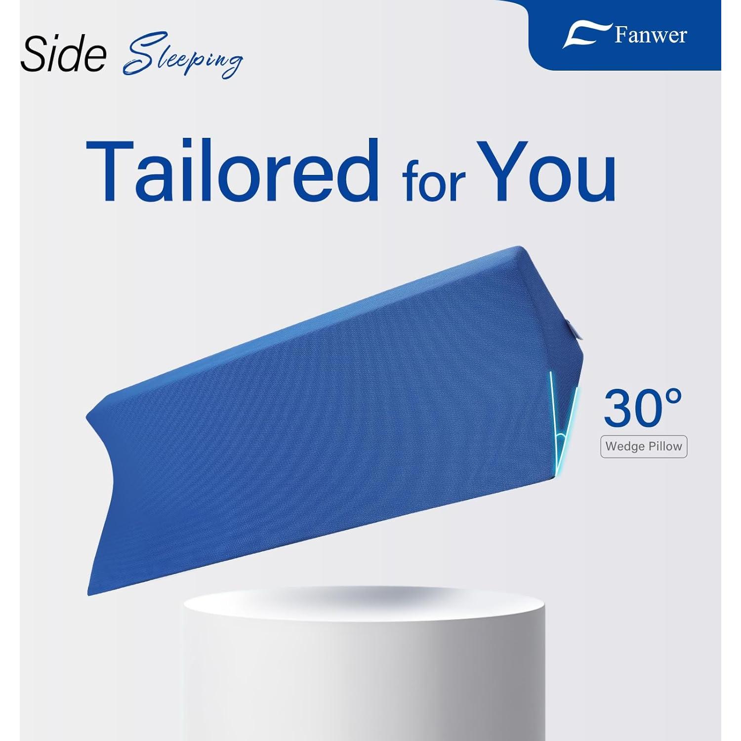Almohada Cuña 30° Fanwer 86.9 cm Espuma Viscoelástica Azul