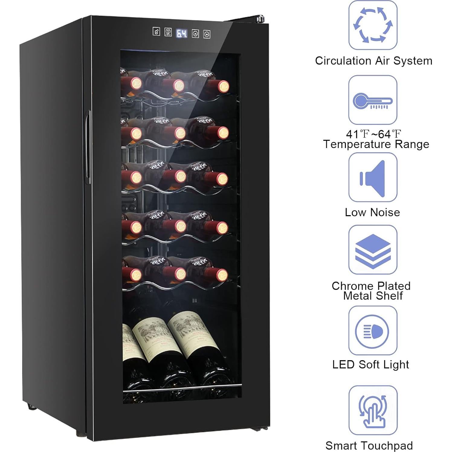 Frigorífico de Vino LEADZM 18 Botellas Control Táctil 52L