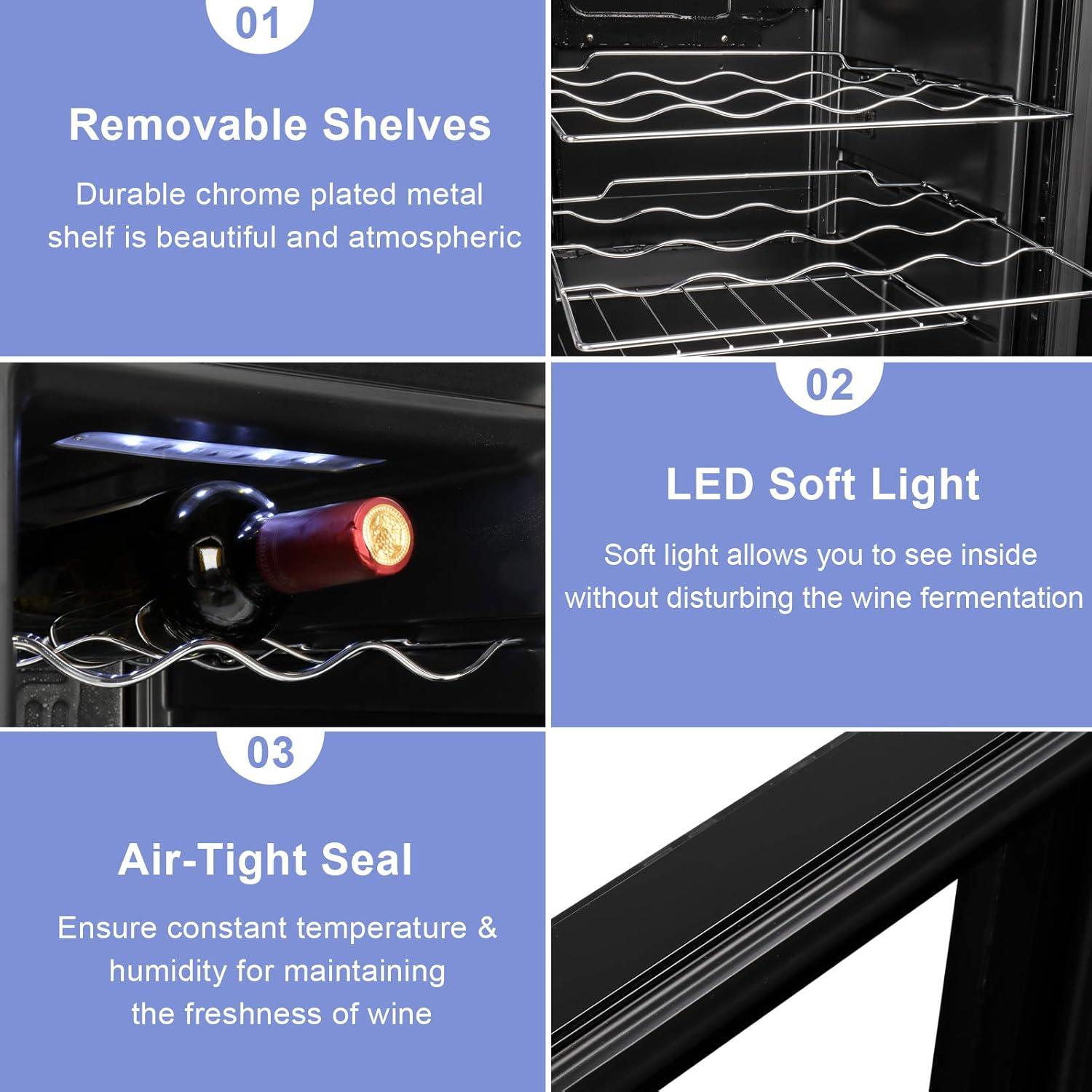 Frigorífico de Vino LEADZM 18 Botellas Control Táctil 52L