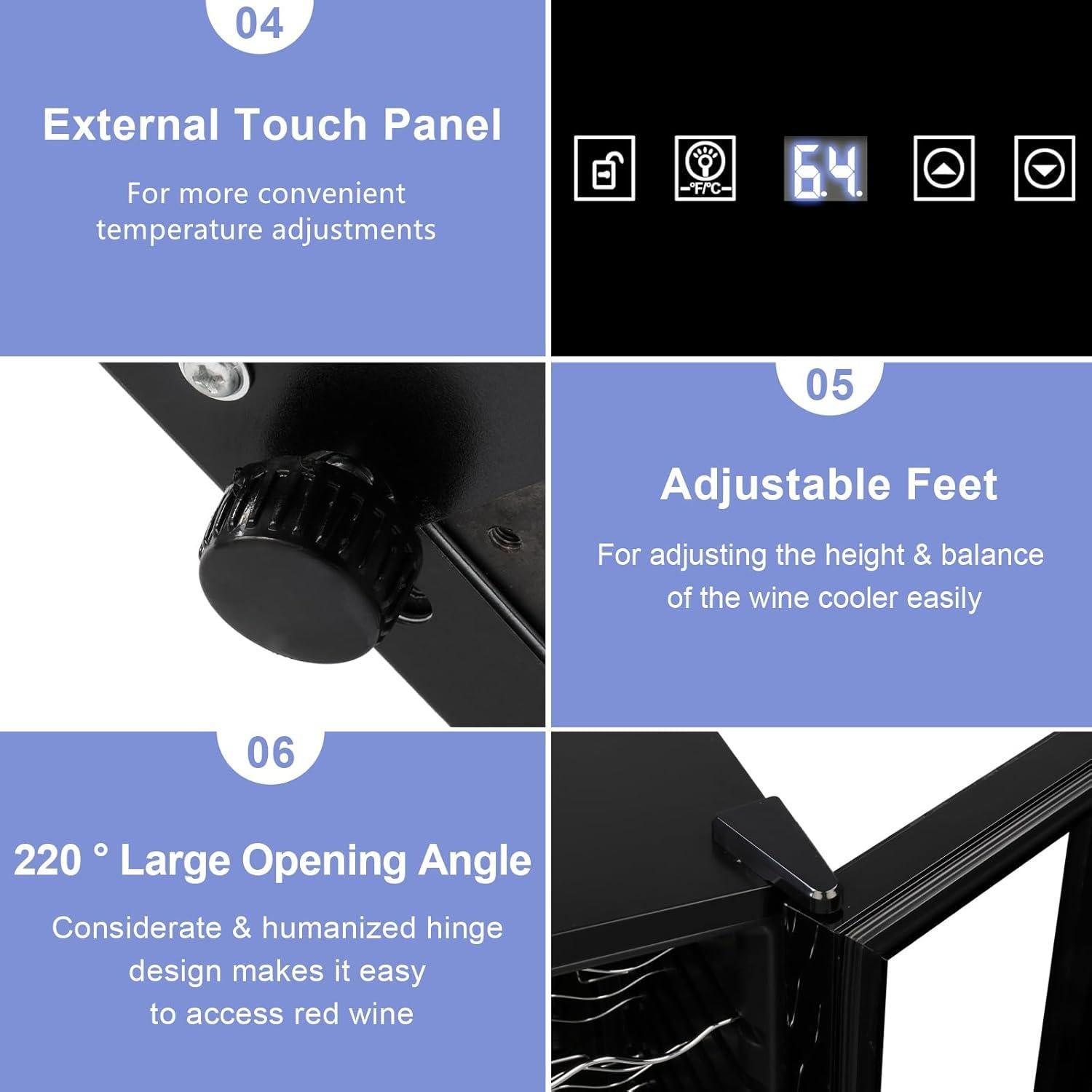 Frigorífico de Vino LEADZM 18 Botellas Control Táctil 52L