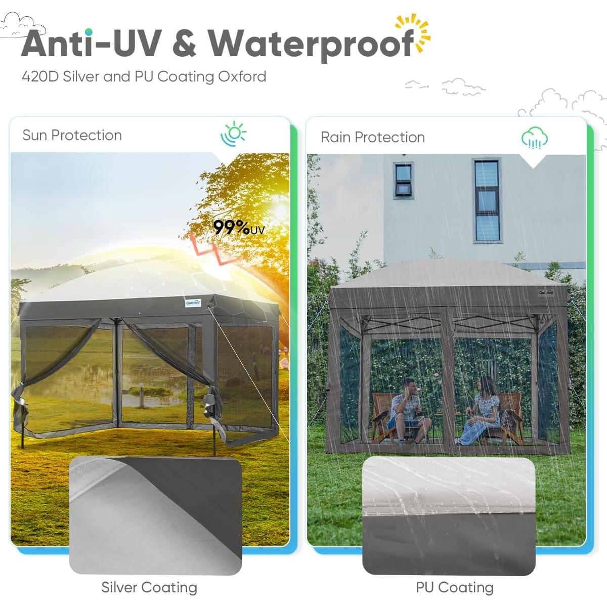 Carpa Plegable Quictent 8x8 con Mosquitera y Puertas Magnéticas