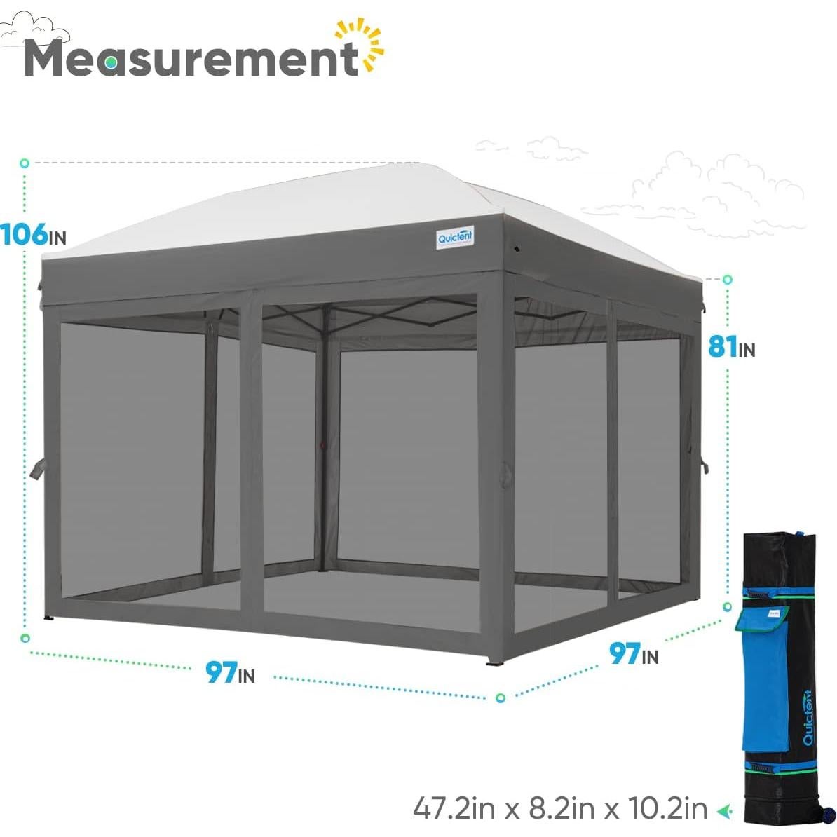 Carpa Plegable Quictent 8x8 con Mosquitera y Puertas Magnéticas